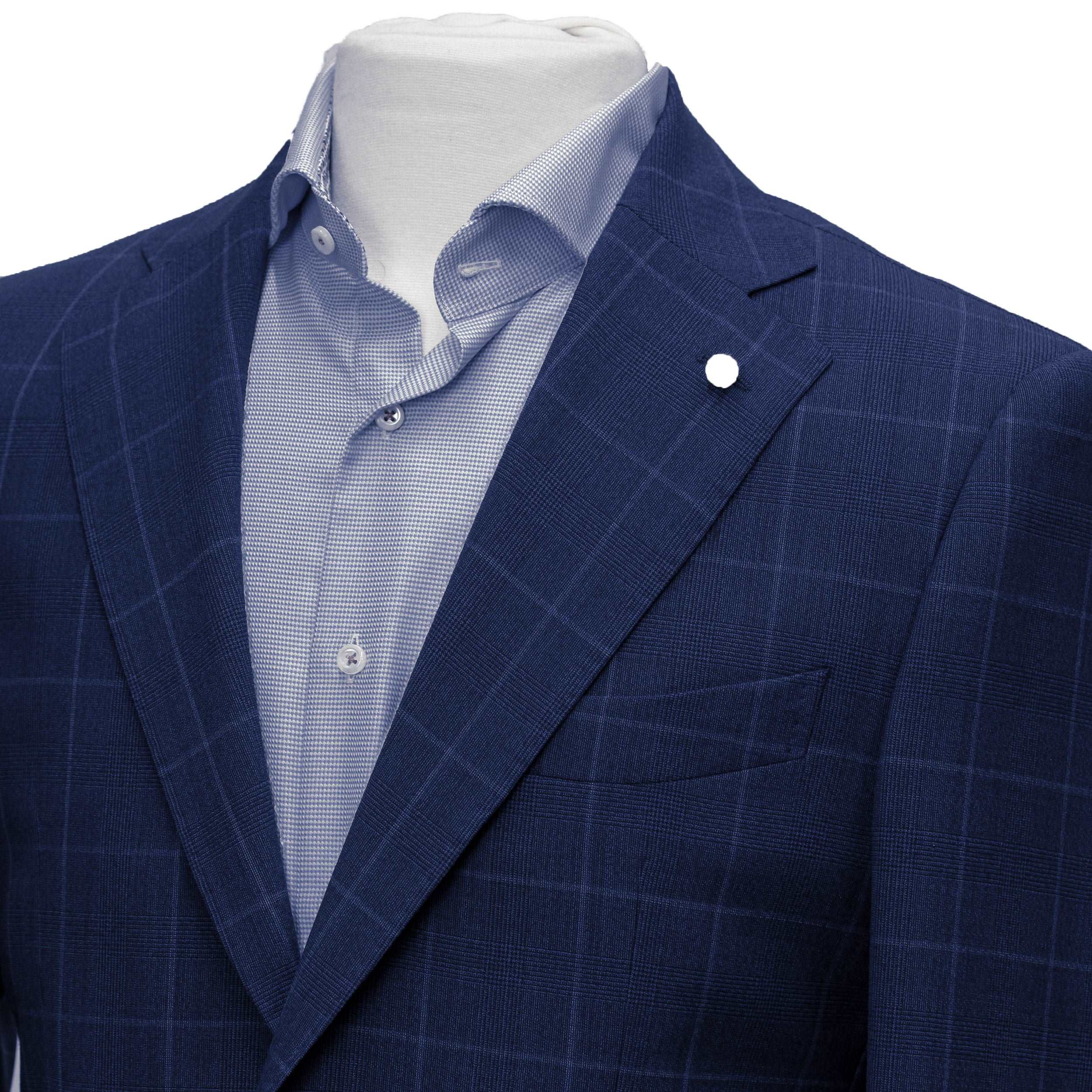 Blue Check Contemporary Fit Suit - Luigi Bianchi Mantova - Image 2