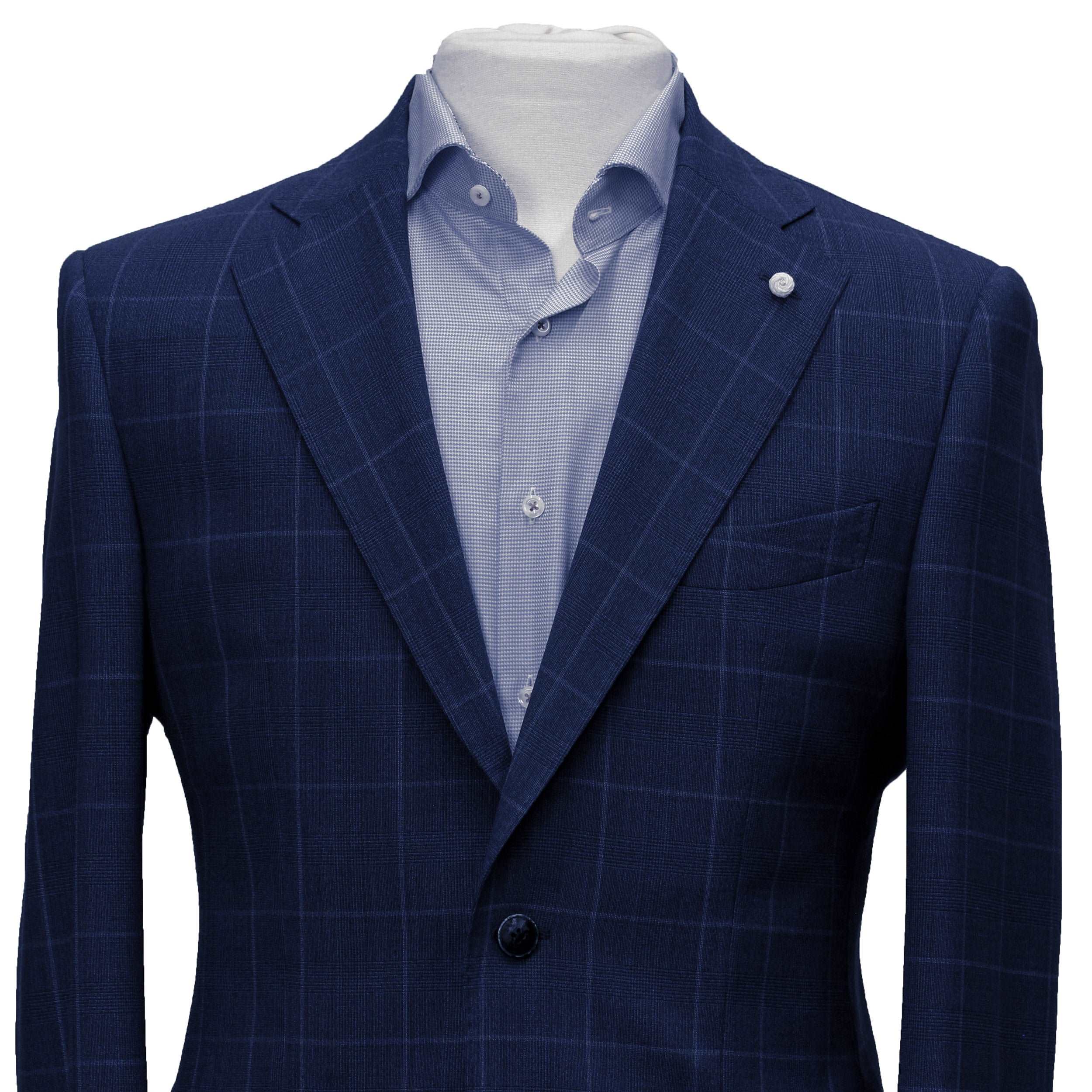 Blue Check Contemporary Fit Suit - Luigi Bianchi Mantova - Image 4