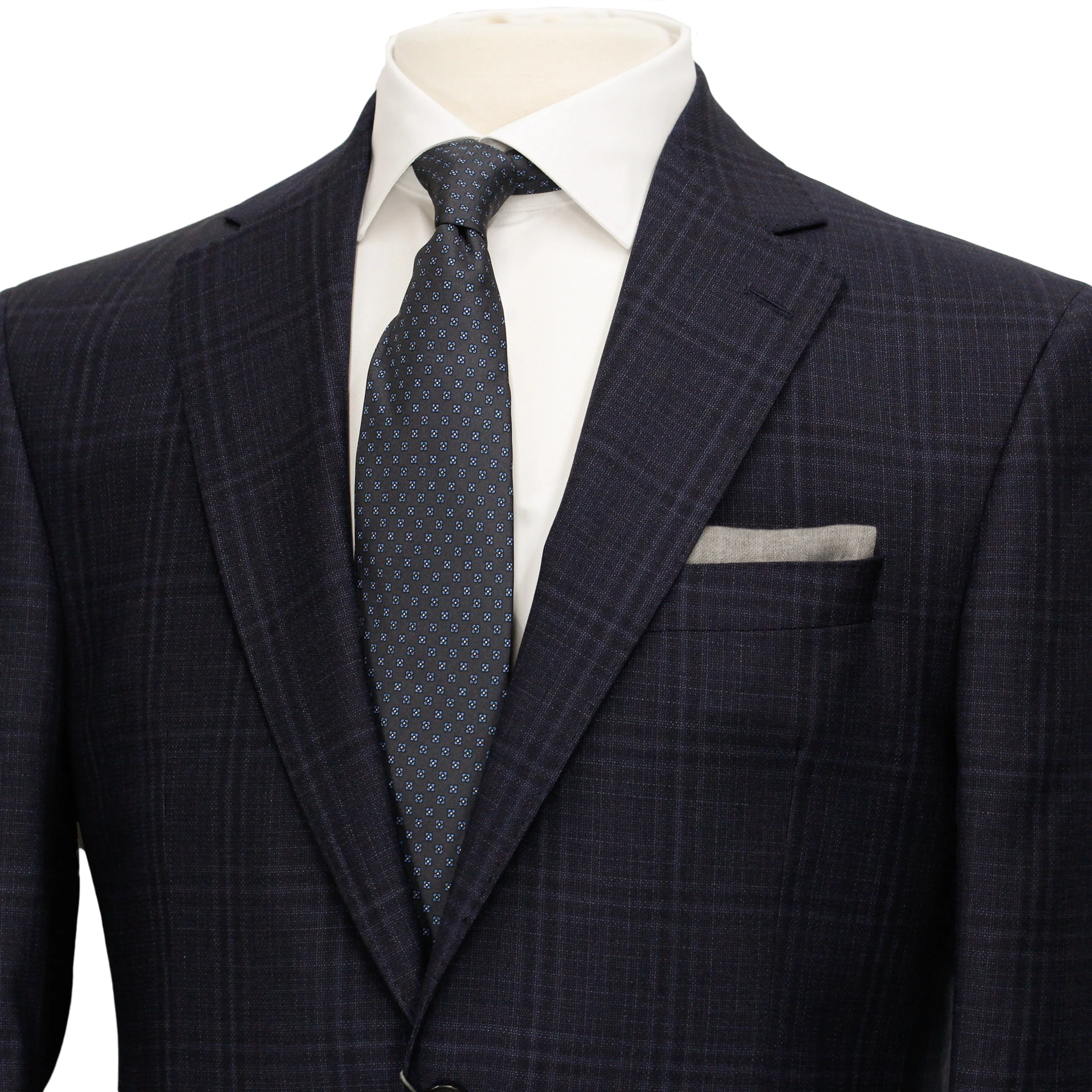 Dark Blue Tonal Check Urban Slim Fit Wool Suit - Jack Victor - Image 2