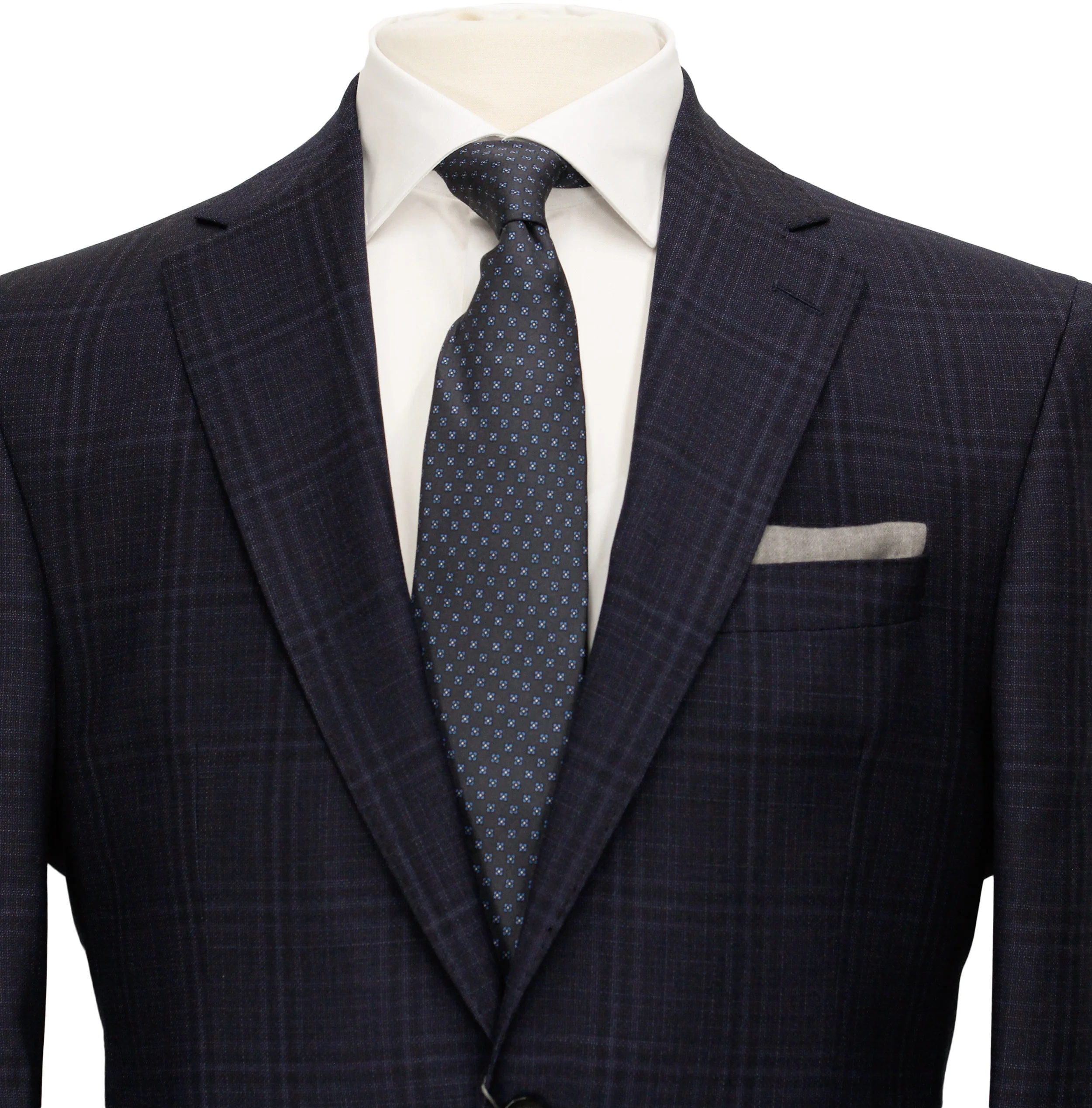 Dark Blue Tonal Check Urban Slim Fit Wool Suit - Jack Victor - Image 4