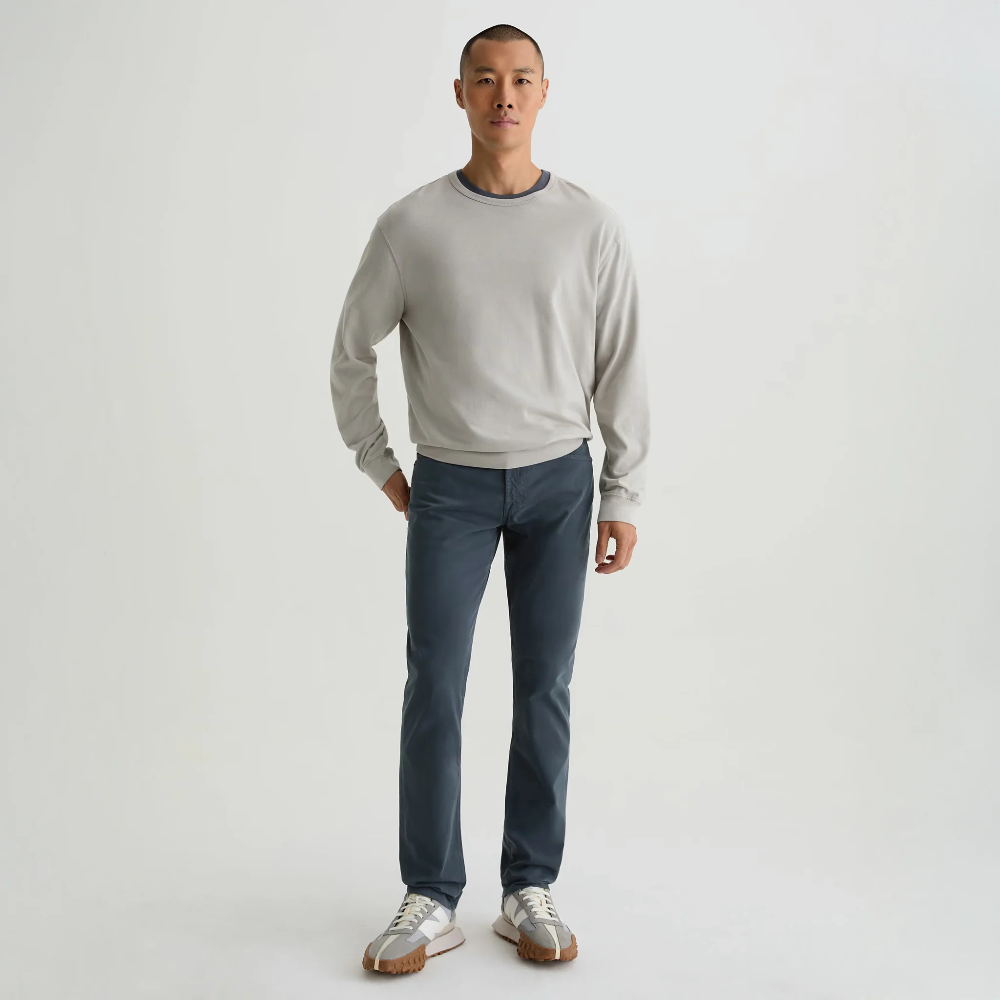 After Dusk (Steel Blue) Sueded Tellis Modern Slim Fit Pants - AG Jeans
