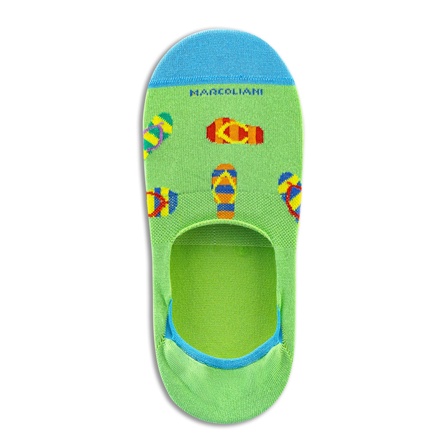 Apple Green Flip Flop Motif Invisible Touch No-Show Socks - Marcoliani
