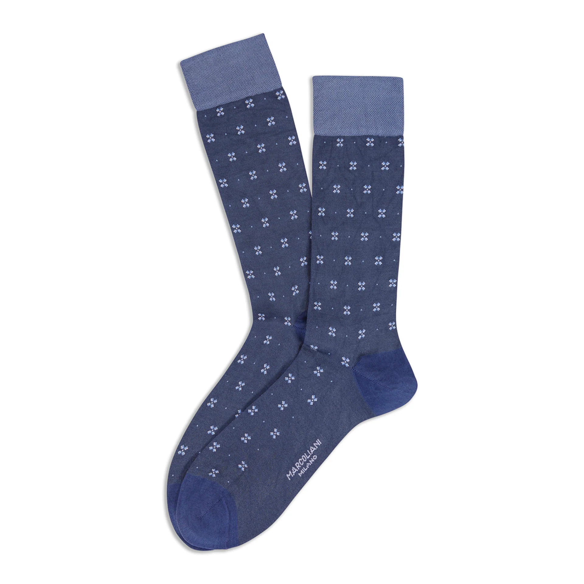 Asphalt Gray Fresh of Modal Tailor Flowers Mid-Calf Socks - Marcoliani