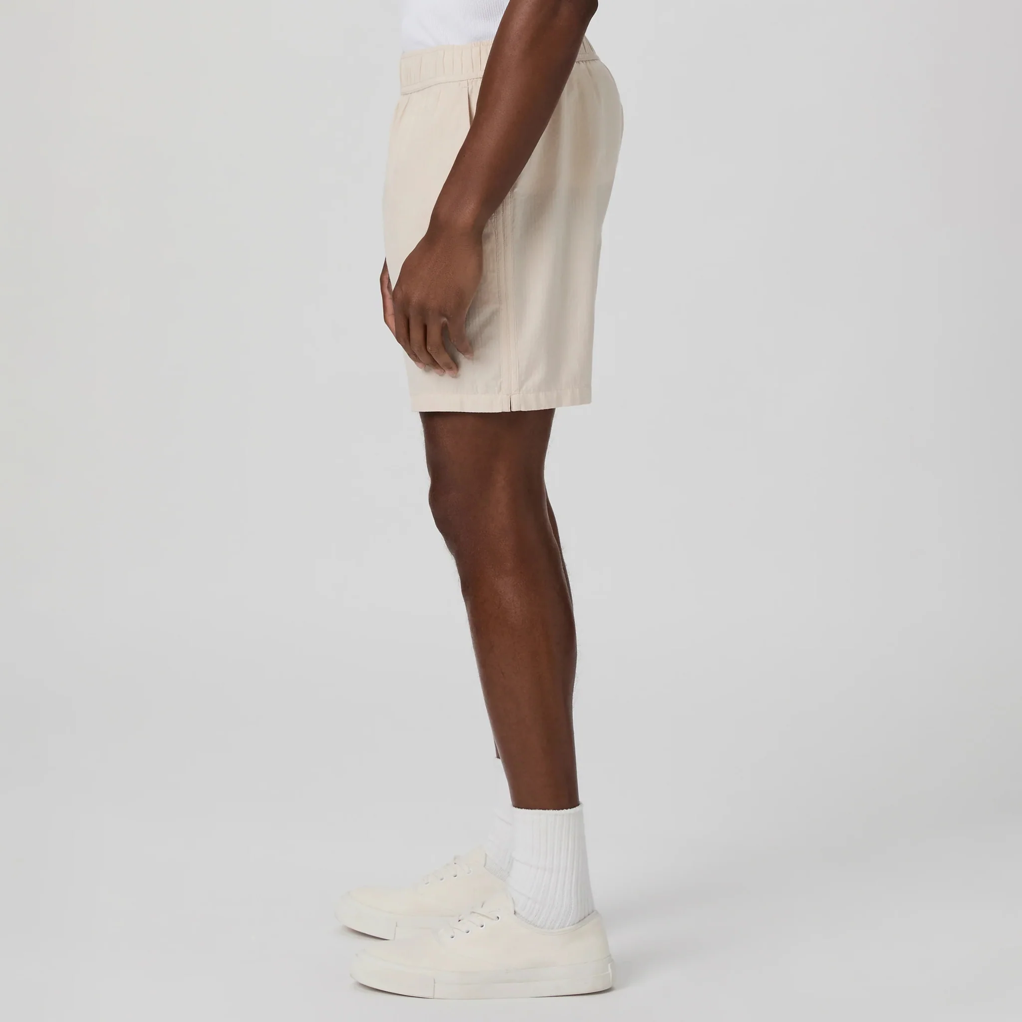 Atlantic Fog (Beige) Cotton-Stretch Seersucker Teague Shorts - PAIGE - Image 3