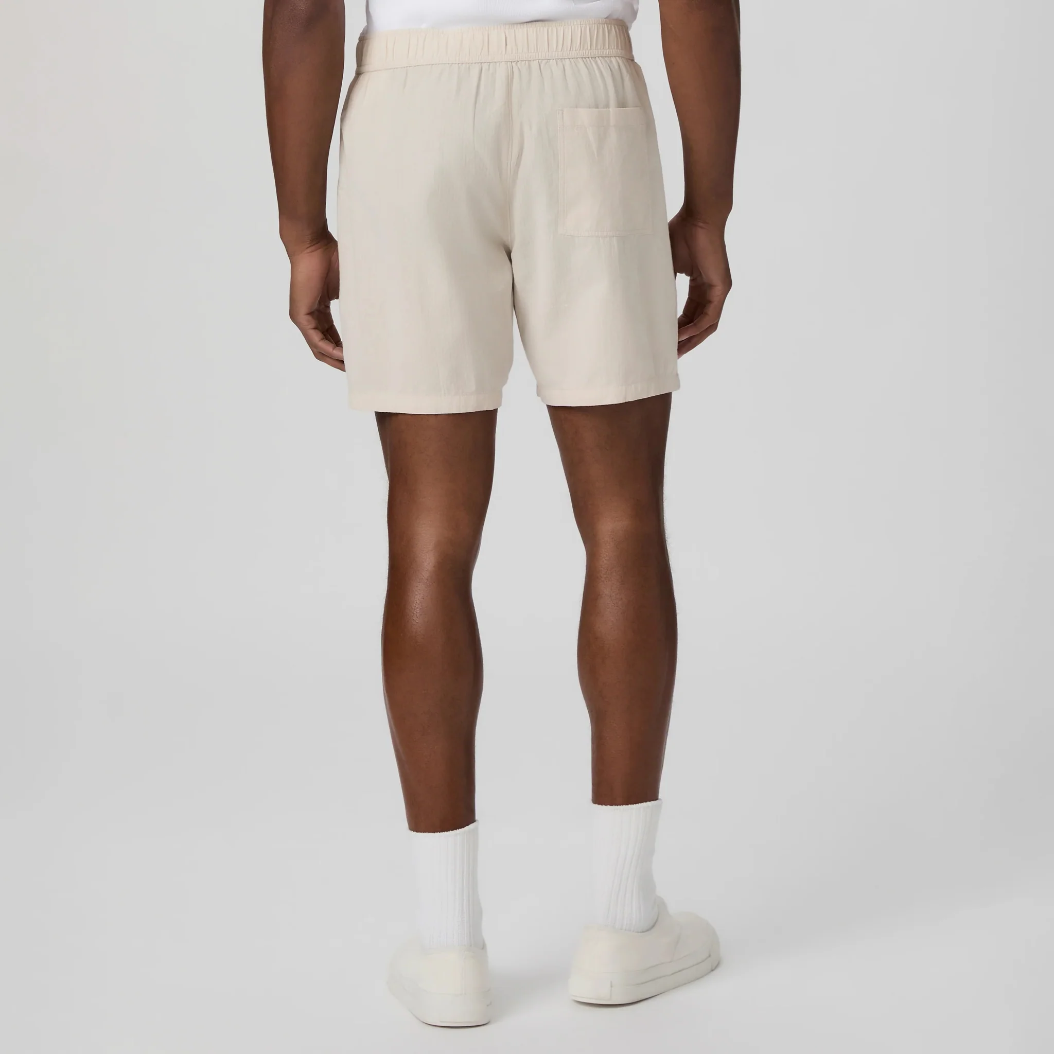 Atlantic Fog (Beige) Cotton-Stretch Seersucker Teague Shorts - PAIGE - Image 4