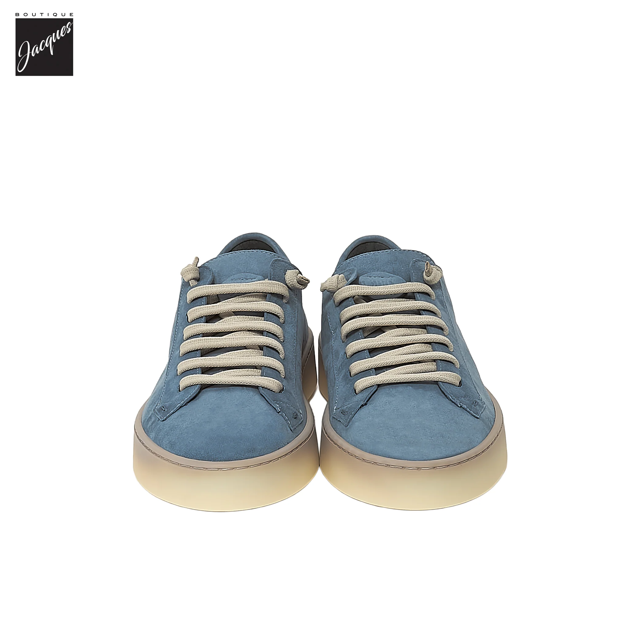 Avio Blue Deerskin Suede Shaded-Sole Slip-On Sneakers - Fabiano Ricci - Image 3