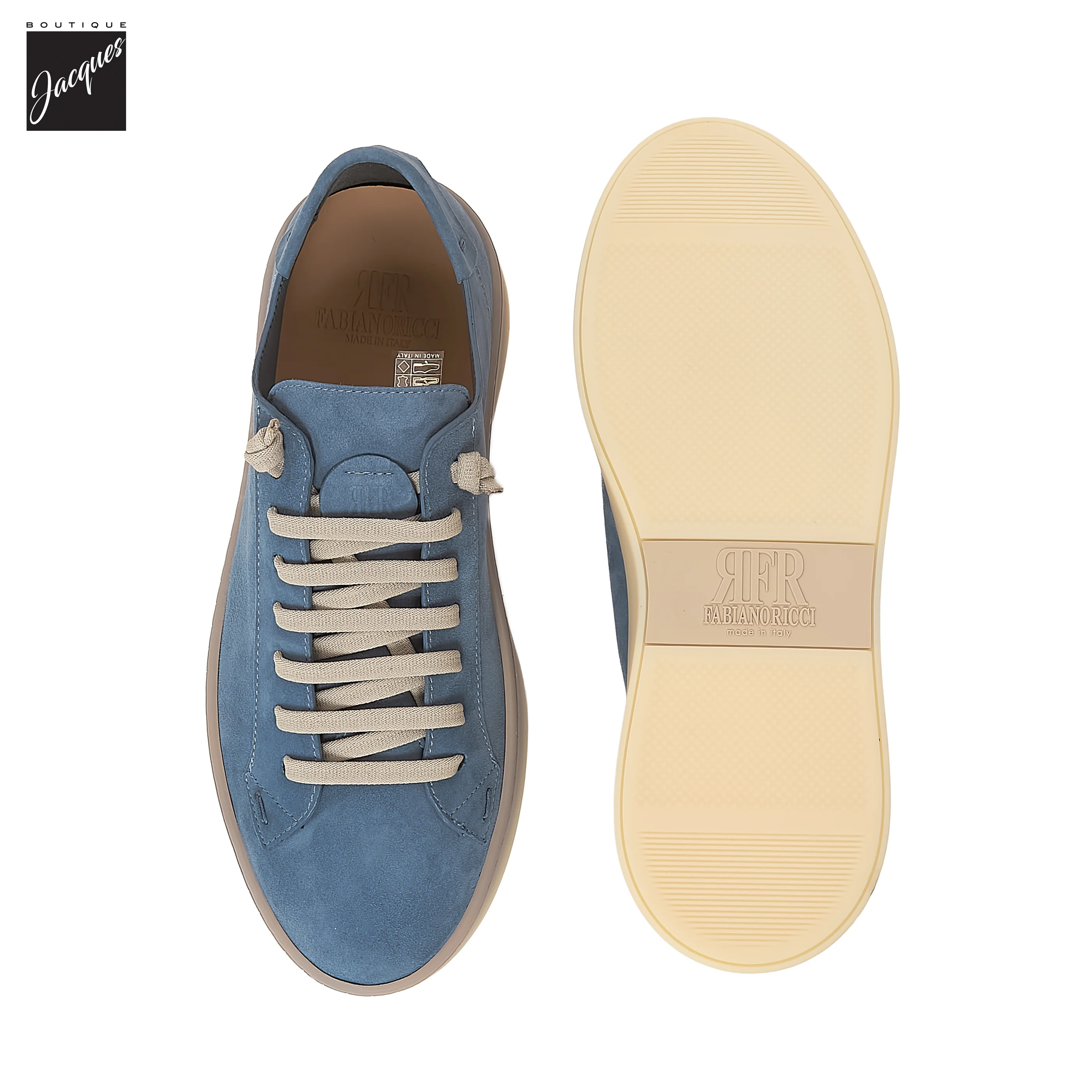 Avio Blue Deerskin Suede Shaded-Sole Slip-On Sneakers - Fabiano Ricci - Image 4