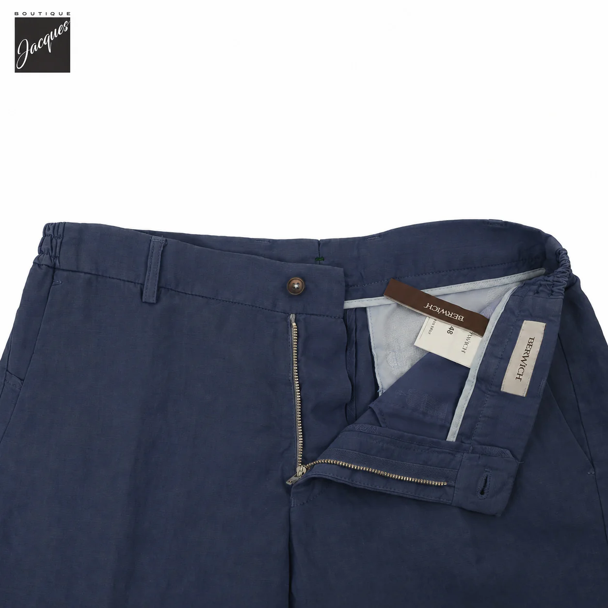 Avio Blue Lyocell-Linen Elax Bermuda Shorts - Berwich - Image 4