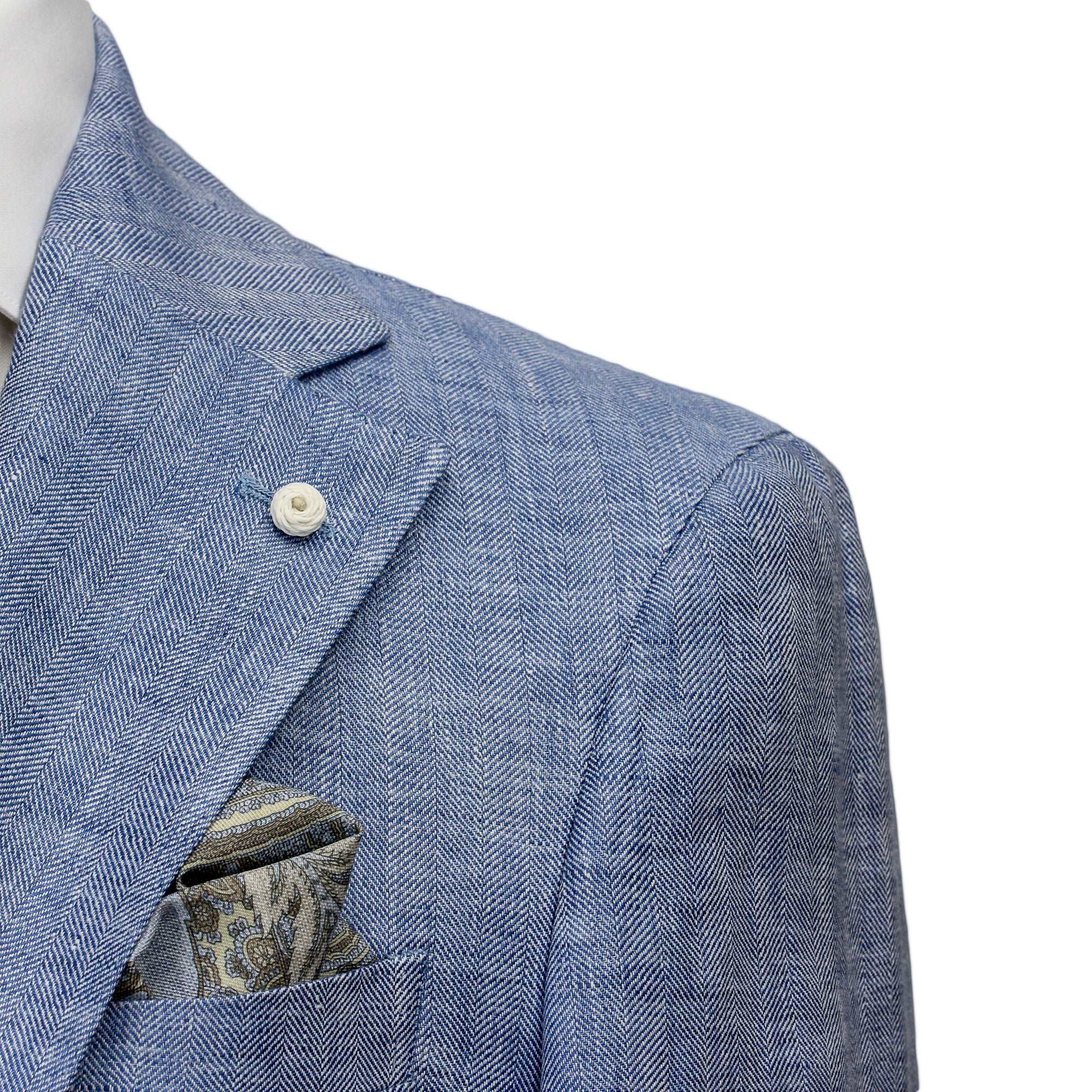 Azure Blue Linen Contemporary Fit Suit - Luigi Bianchi - Image 7