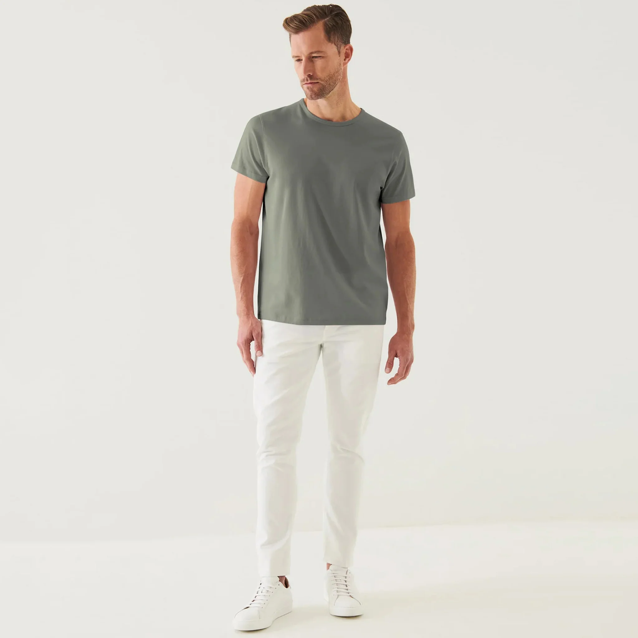 Bedrock Green Mercerized Pima Cotton Short Sleeve Crew Neck T-Shirt - Patrick Assaraf - Image 3