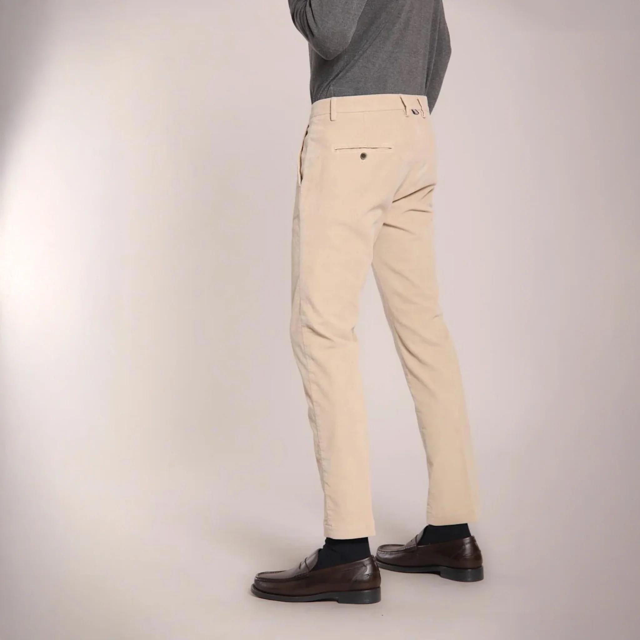 Beige Baby Cord Slim Fit Stretch Chino - Mason's - Image 3
