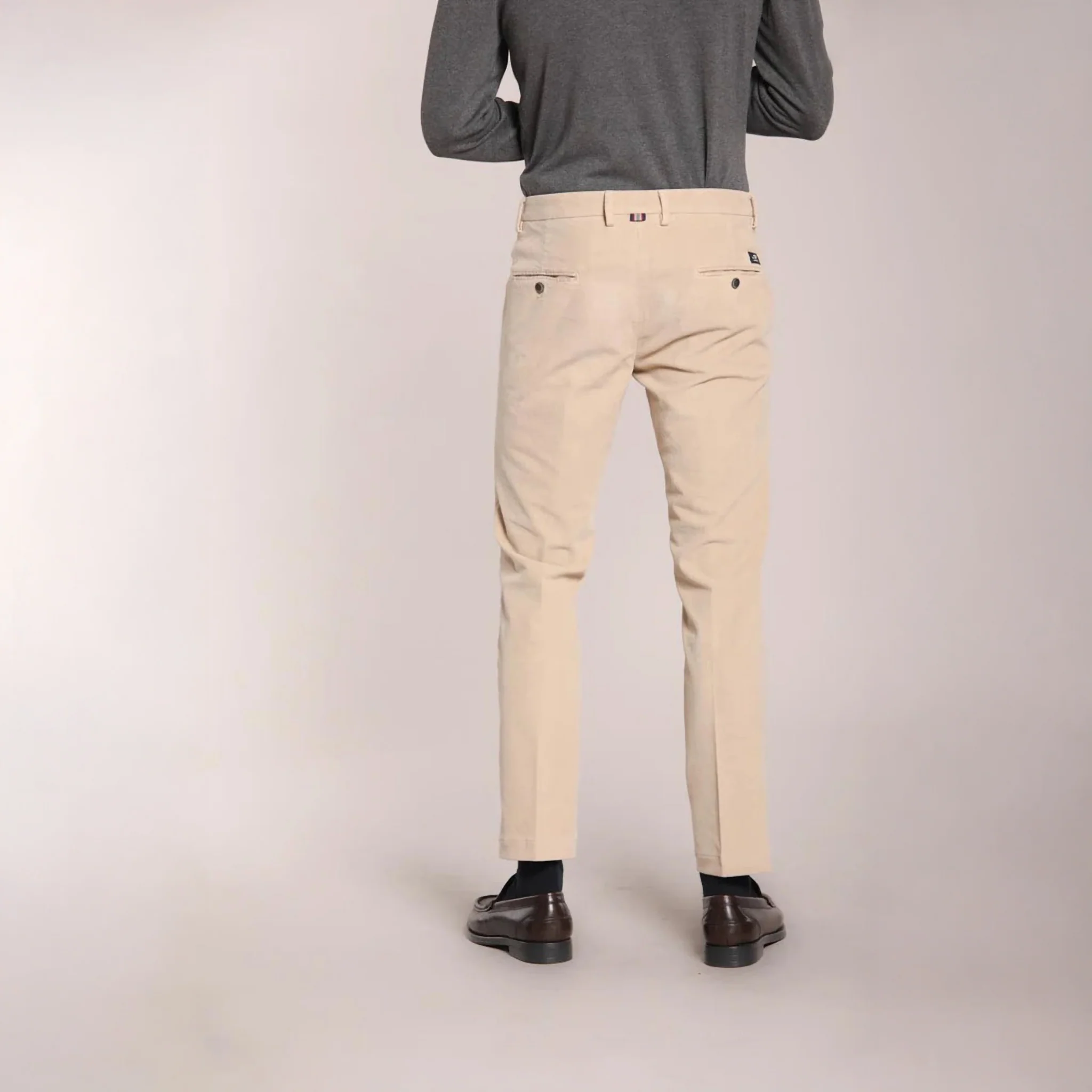 Beige Baby Cord Slim Fit Stretch Chino - Mason's - Image 4