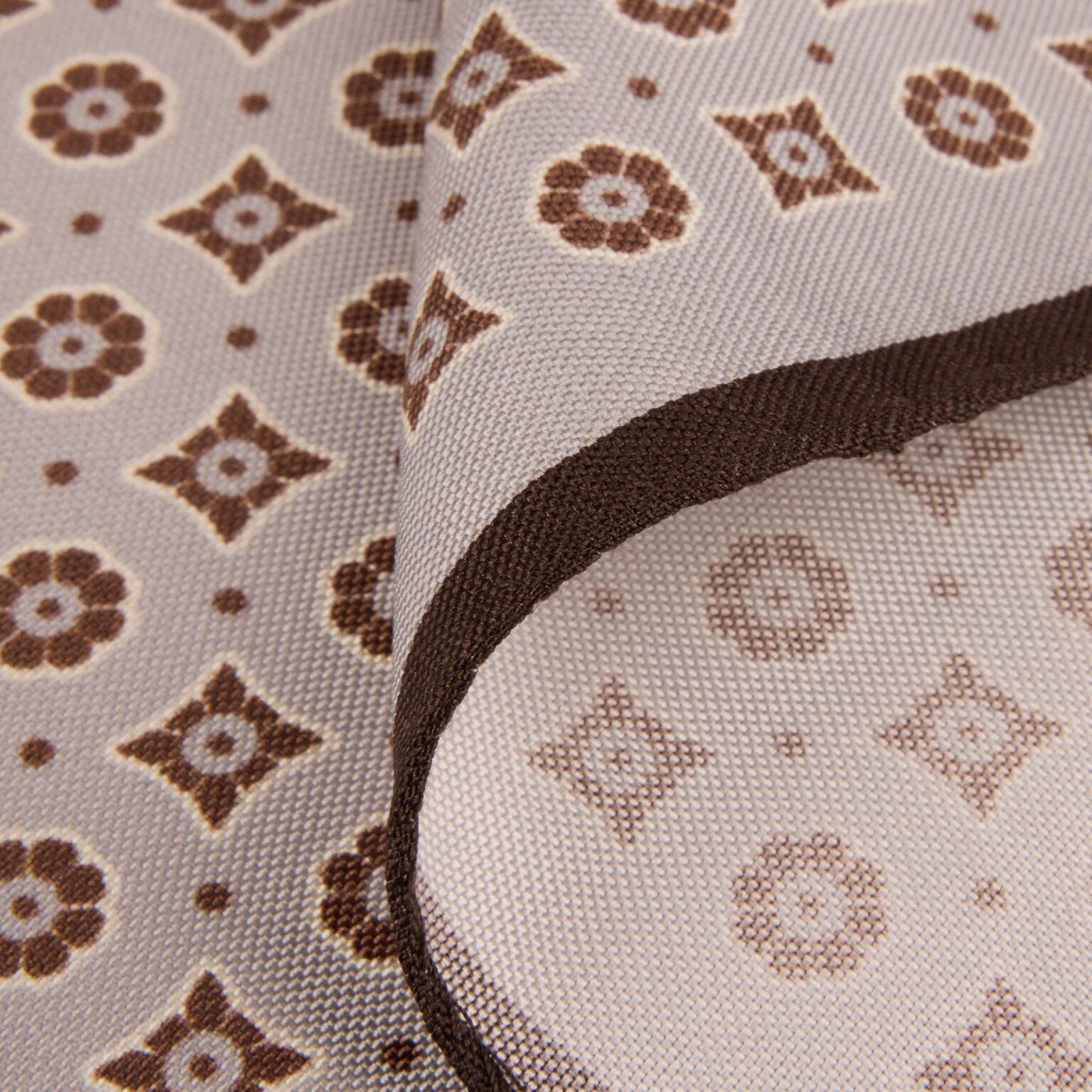 Beige & Brown Medallion Patterned Silk Hankie - Stenströms - Image 3