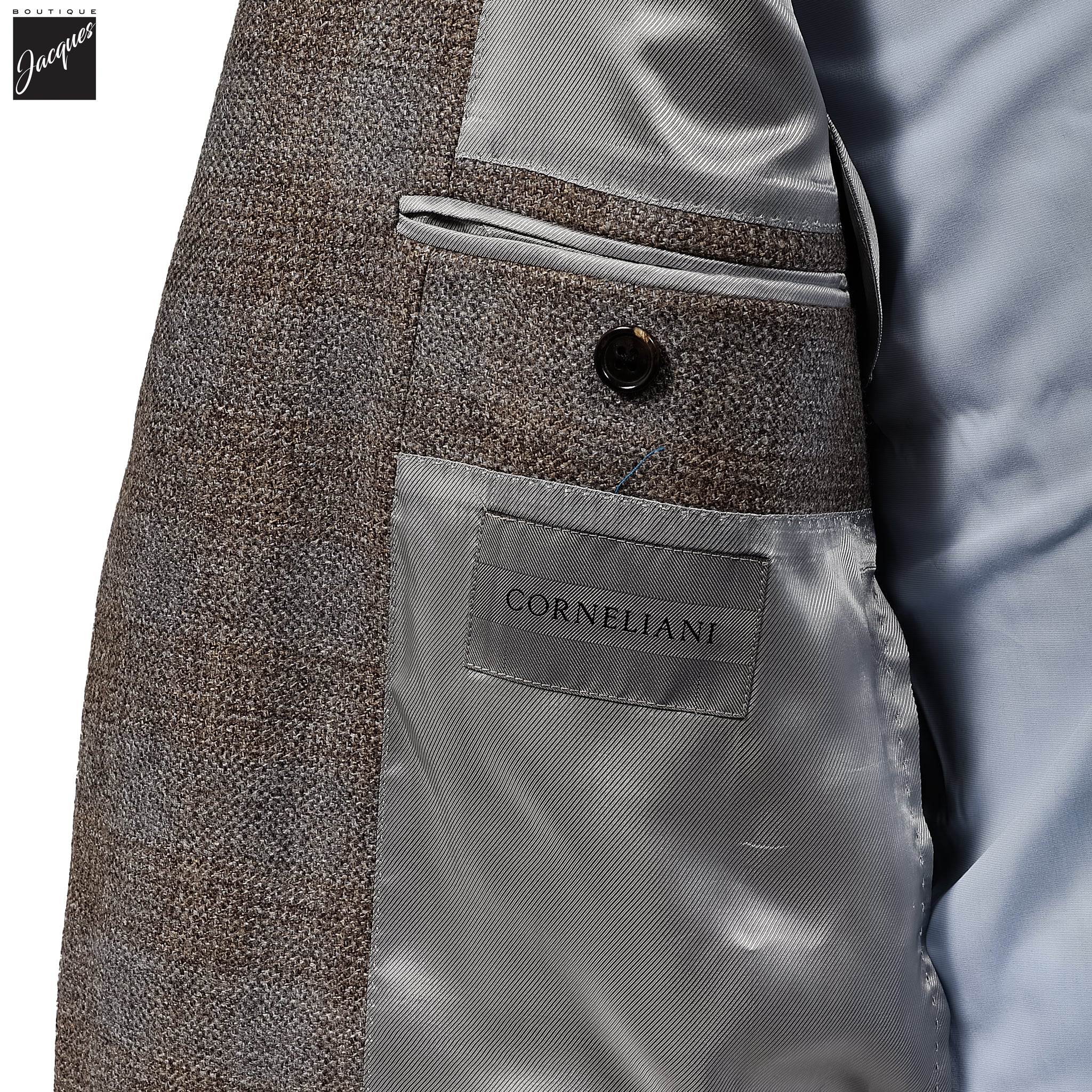 Beige & Gray Check Modern Fit Wool Sport Coat - Corneliani - Image 5
