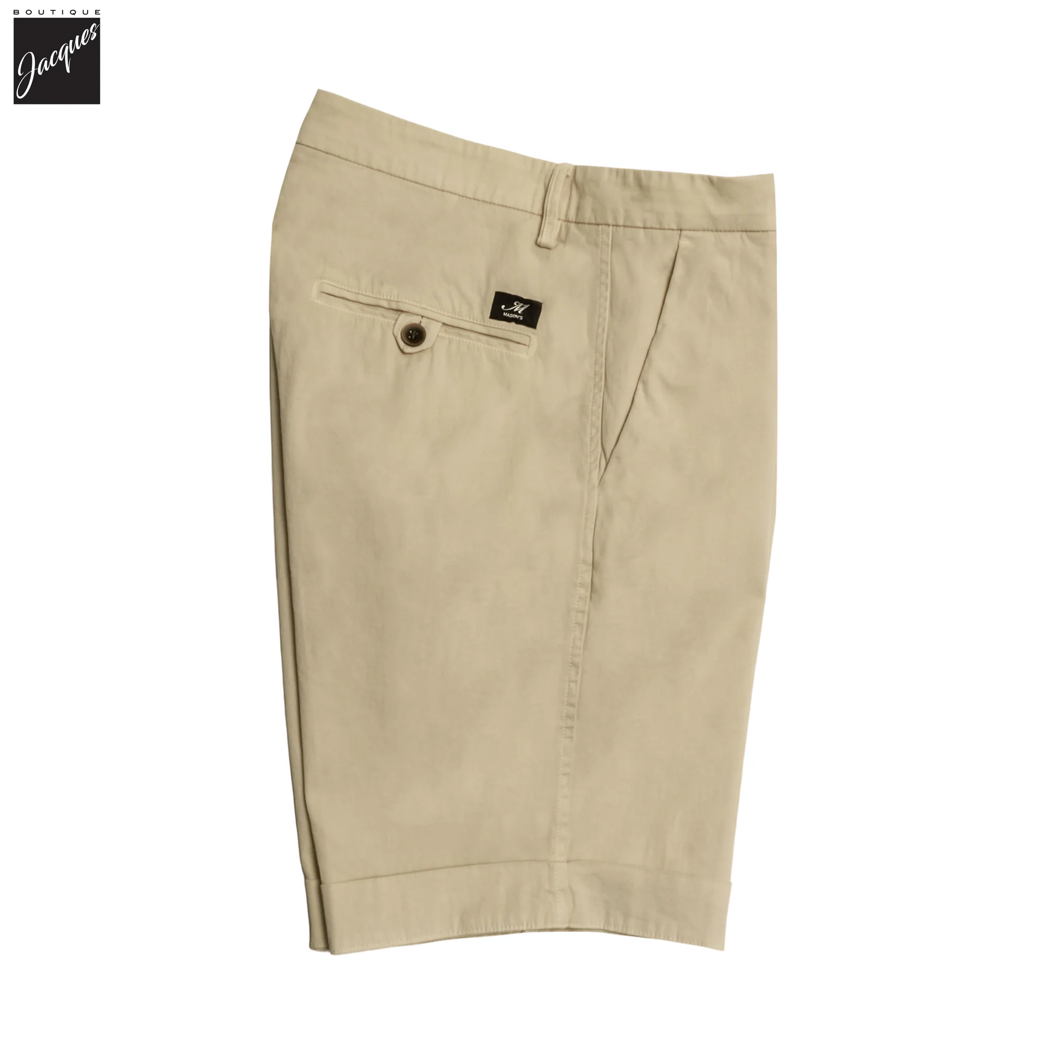 Beige Cotton-Stretch Torino Slim Fit Bermuda Shorts - Mason's - Image 3