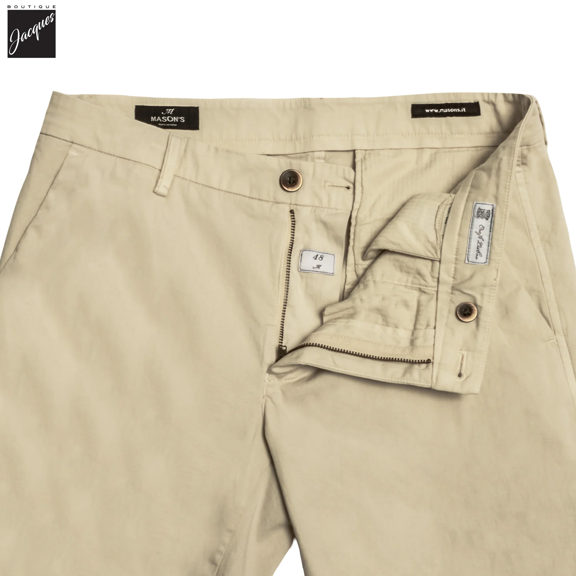 Beige Cotton-Stretch Torino Slim Fit Bermuda Shorts - Mason's - Image 4