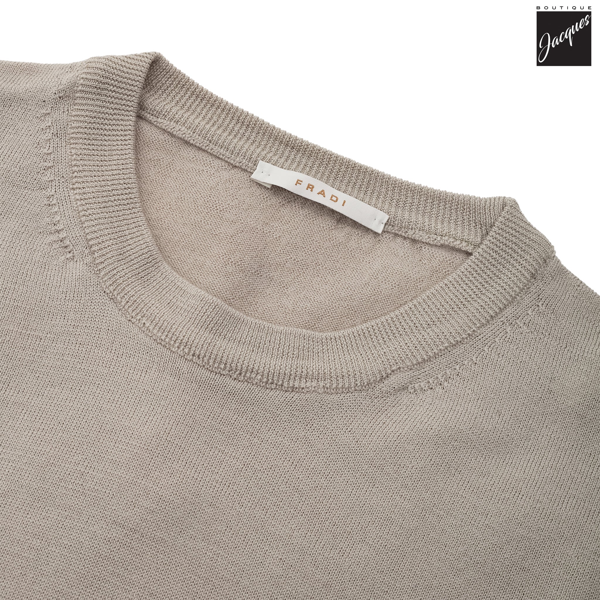 Beige Extra-Fine 14 Gauge Wool Crewneck - Fradi - Image 3