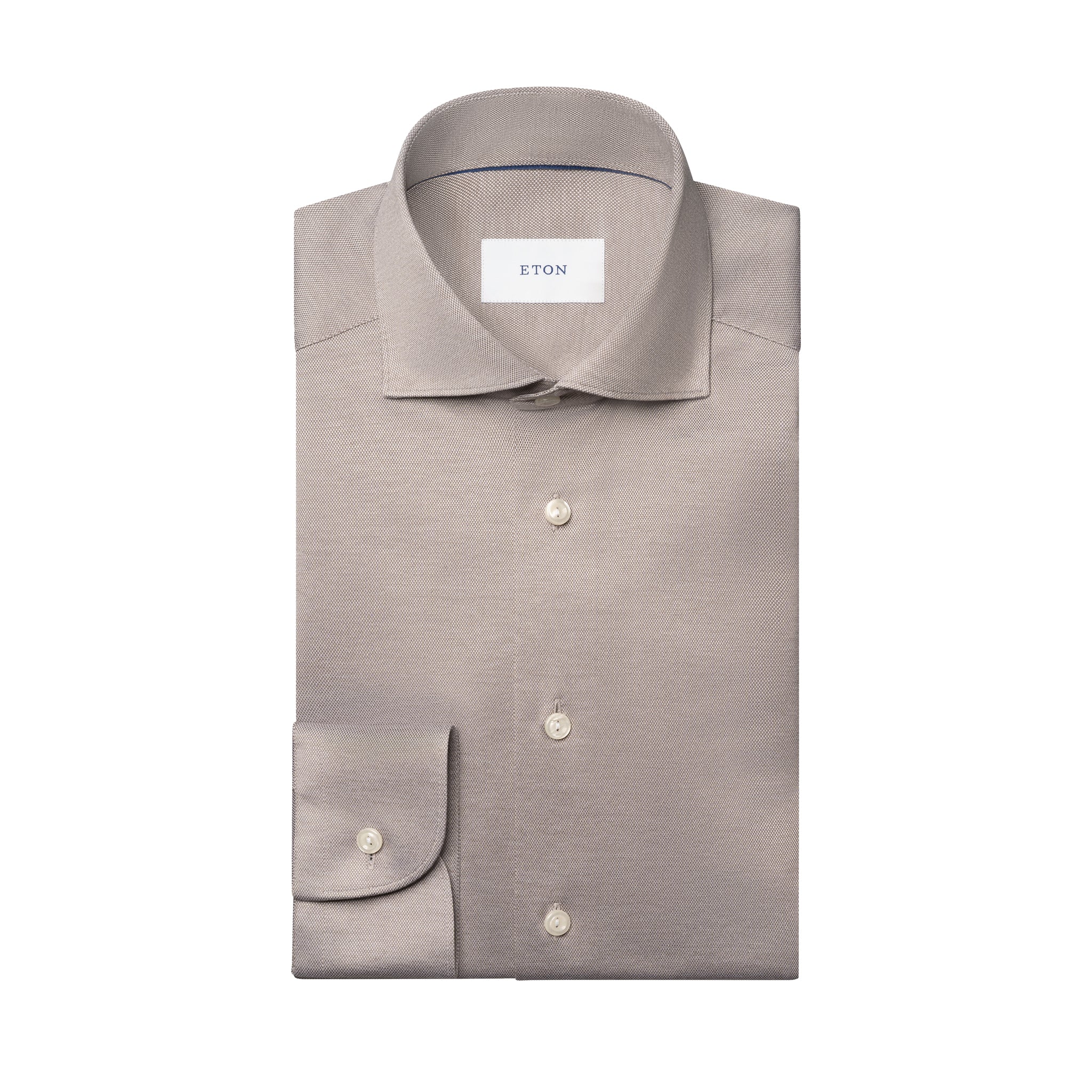 Beige Filo Di Scozia Cotton Knit Slim Fit Casual Shirt - ETON - Image 2