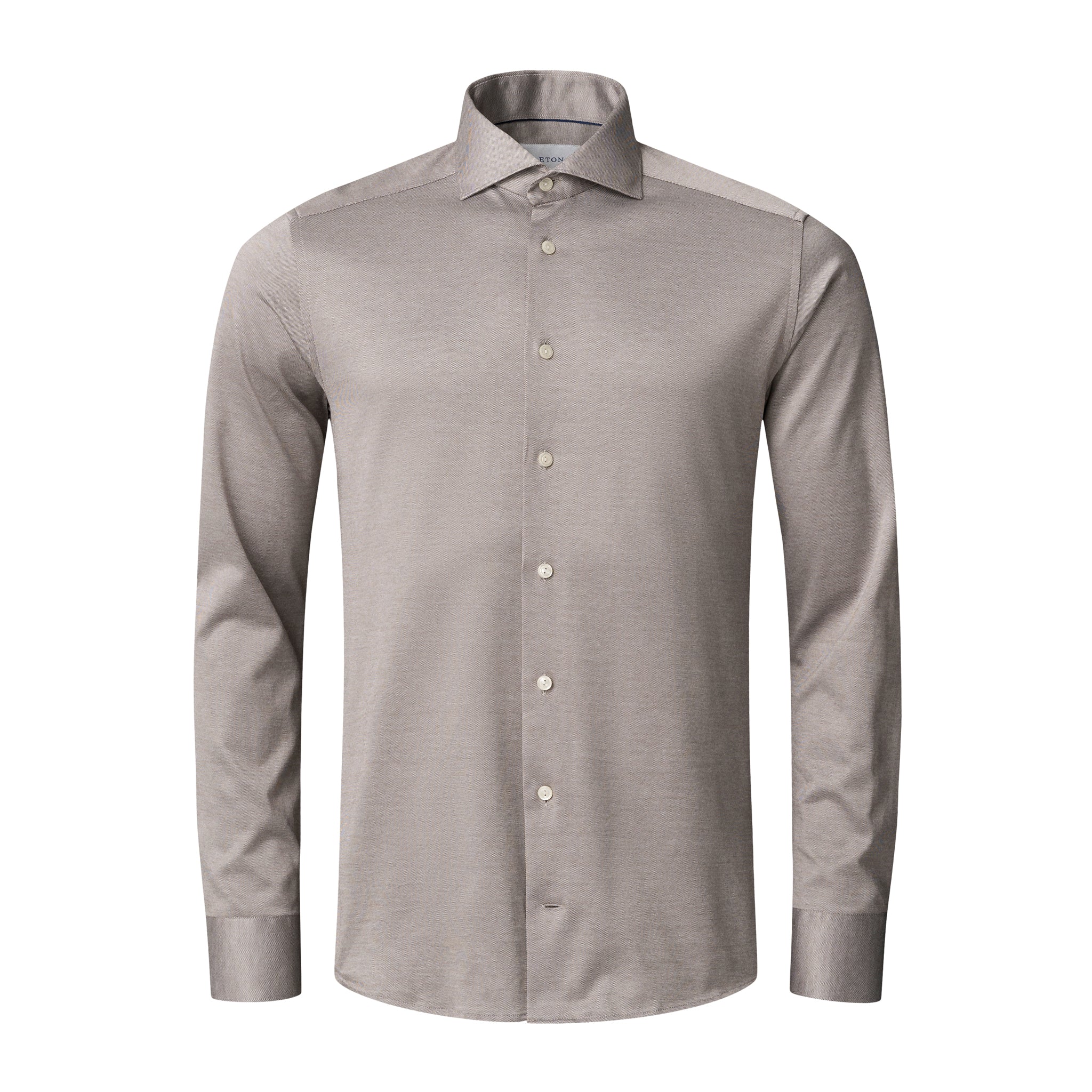Beige Filo Di Scozia Cotton Knit Slim Fit Casual Shirt - ETON - Image 3
