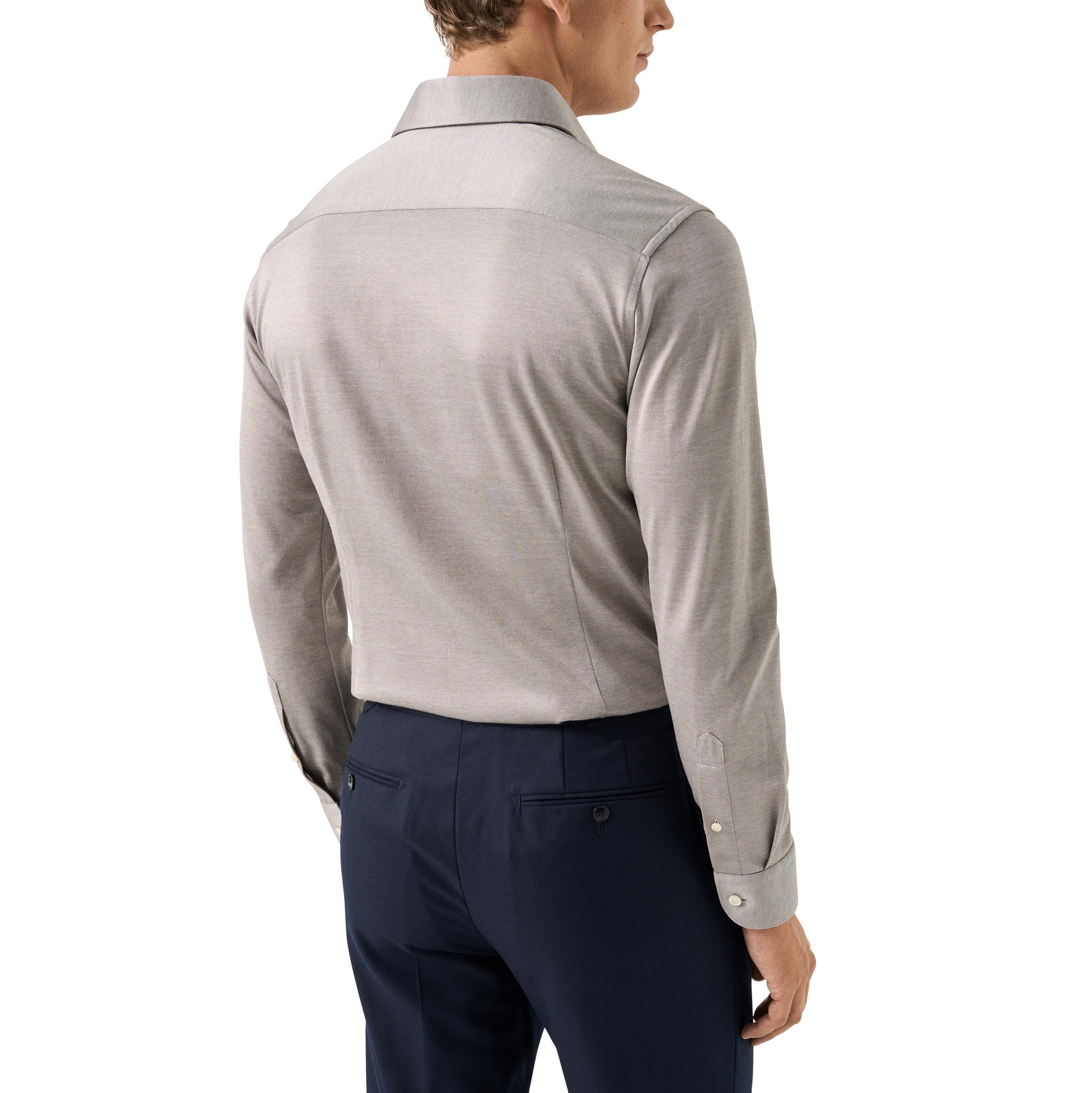 Beige Filo Di Scozia Cotton Knit Slim Fit Casual Shirt - ETON - Image 5