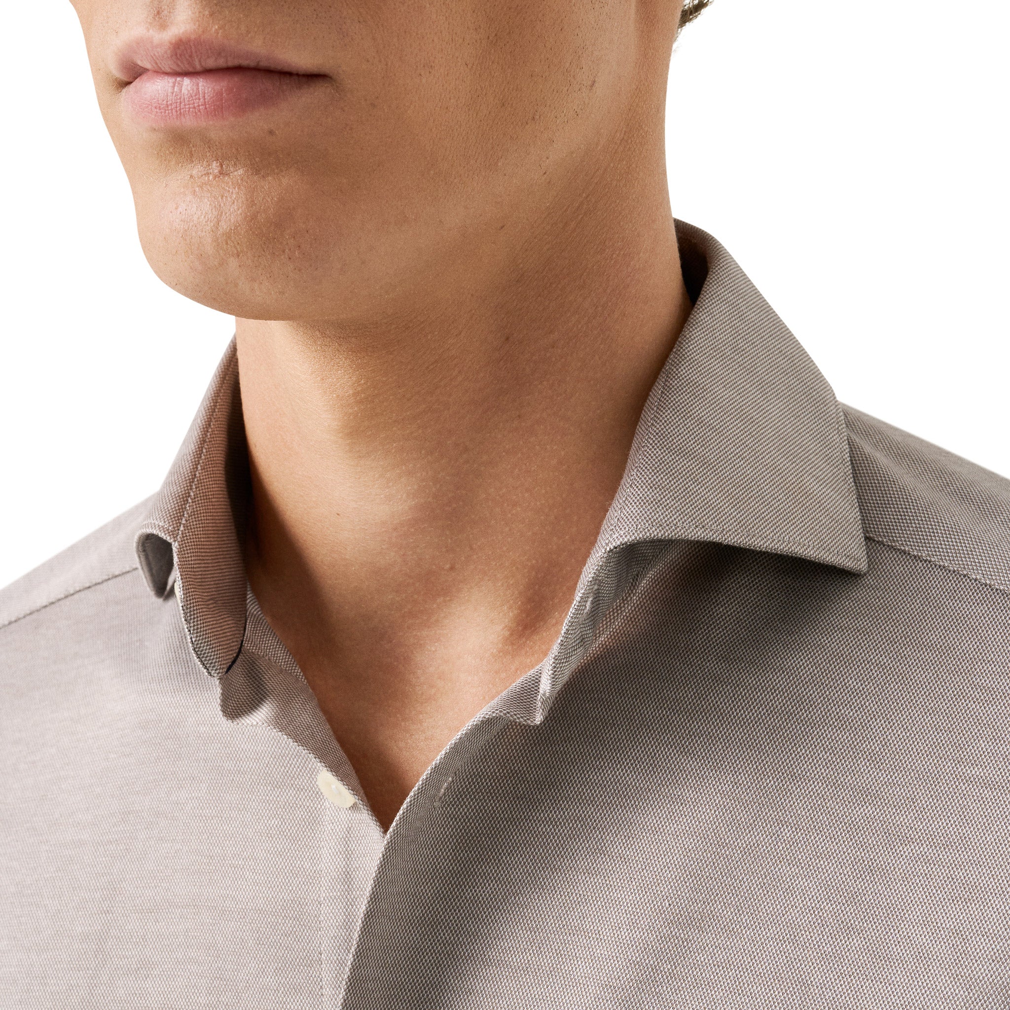Beige Filo Di Scozia Cotton Knit Slim Fit Casual Shirt - ETON - Image 6
