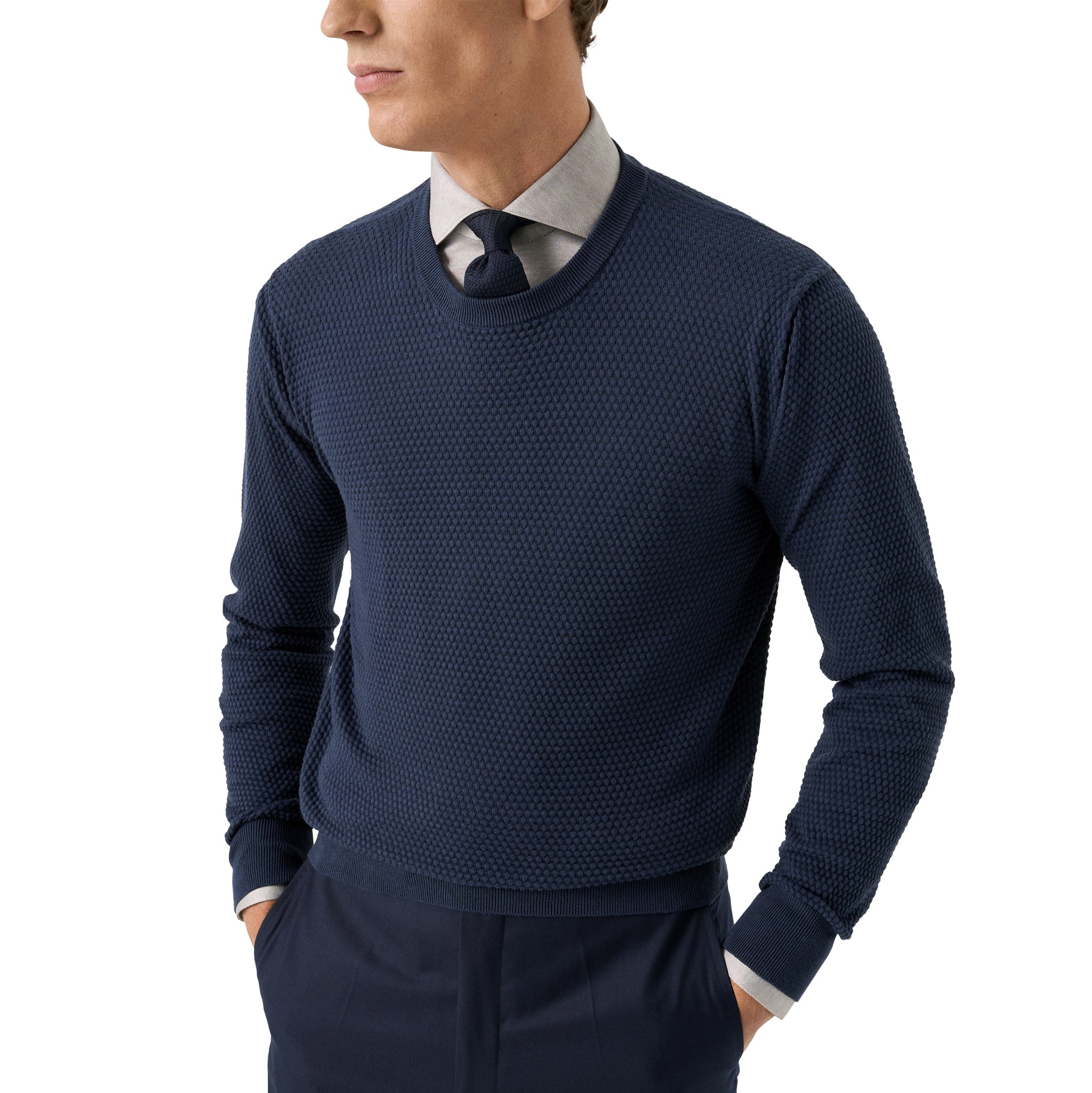 Beige Filo Di Scozia Cotton Knit Slim Fit Casual Shirt - ETON - Image 8