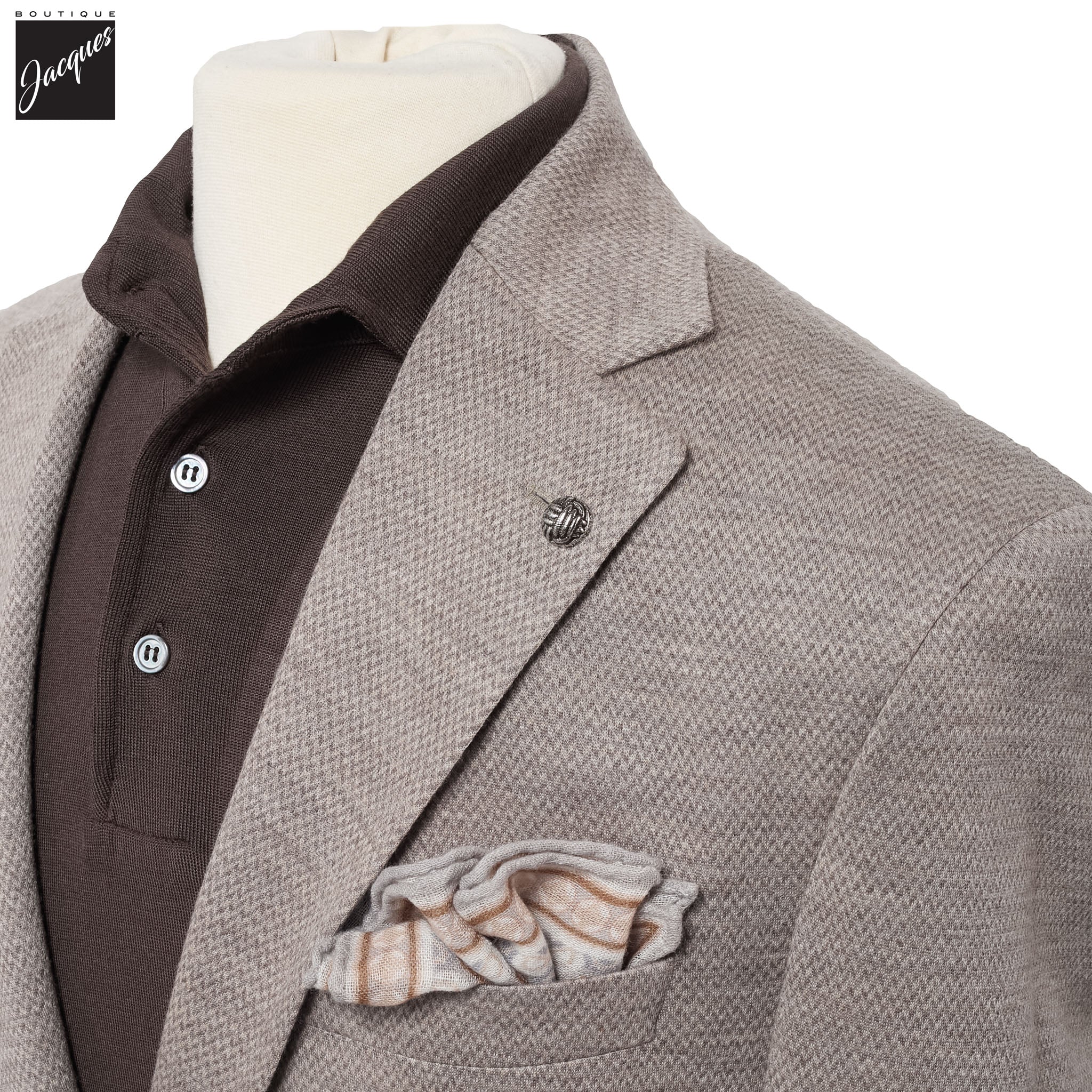 Beige Herringbone Hartford Contemporary Fit Unconstructed Sport Jacket - Jack Victor - Image 2