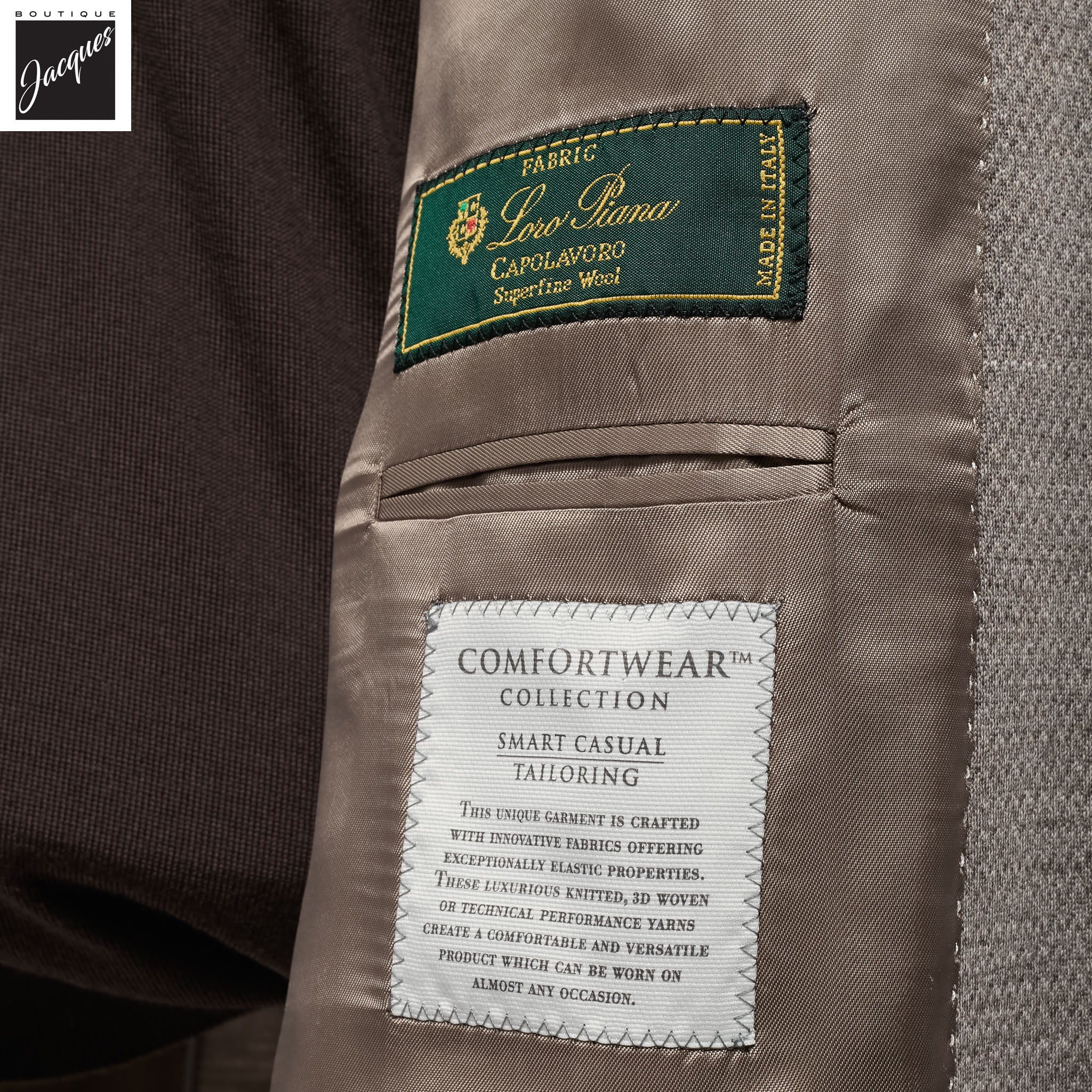 Beige Herringbone Hartford Contemporary Fit Unconstructed Sport Jacket - Jack Victor - Image 3