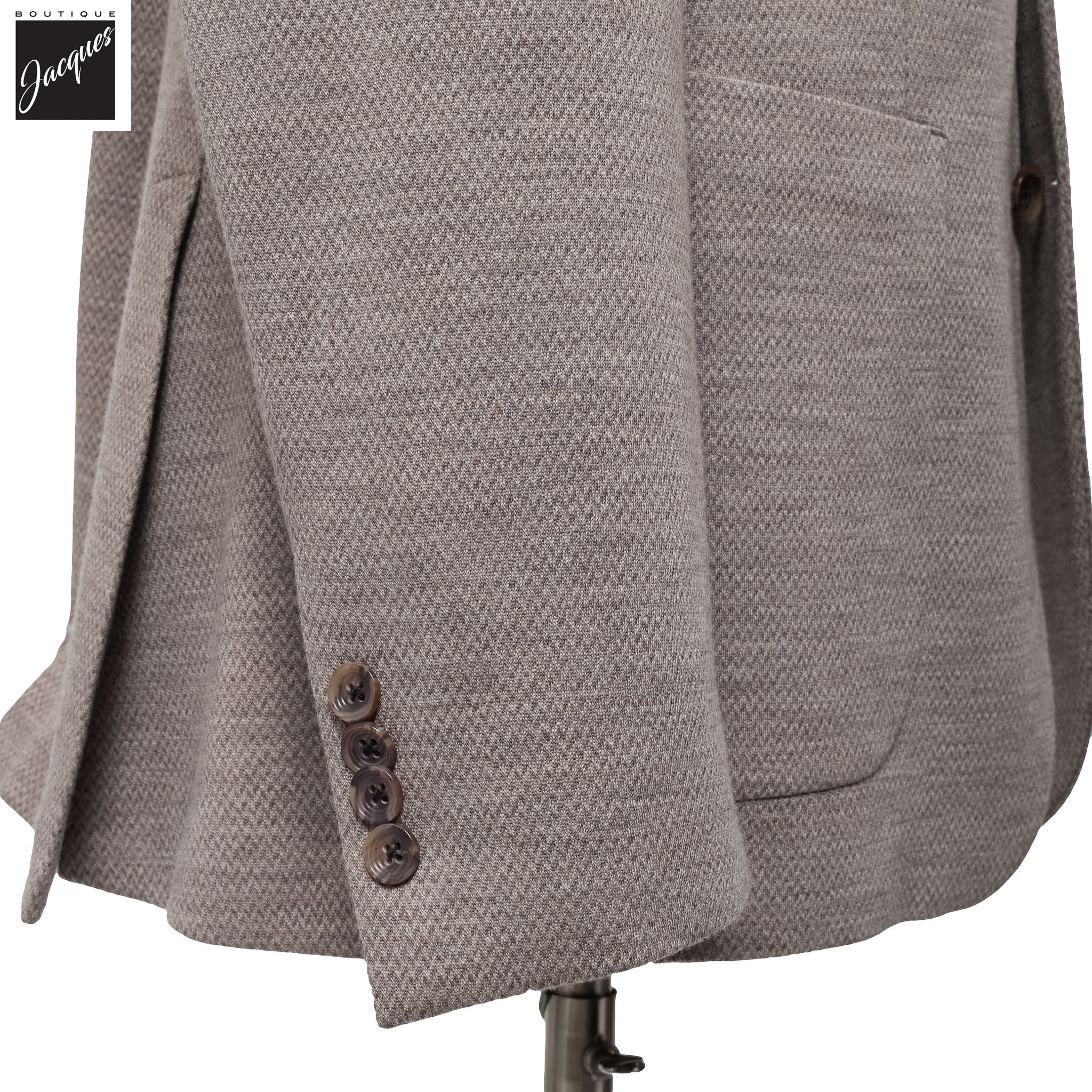 Beige Herringbone Hartford Contemporary Fit Unconstructed Sport Jacket - Jack Victor - Image 4