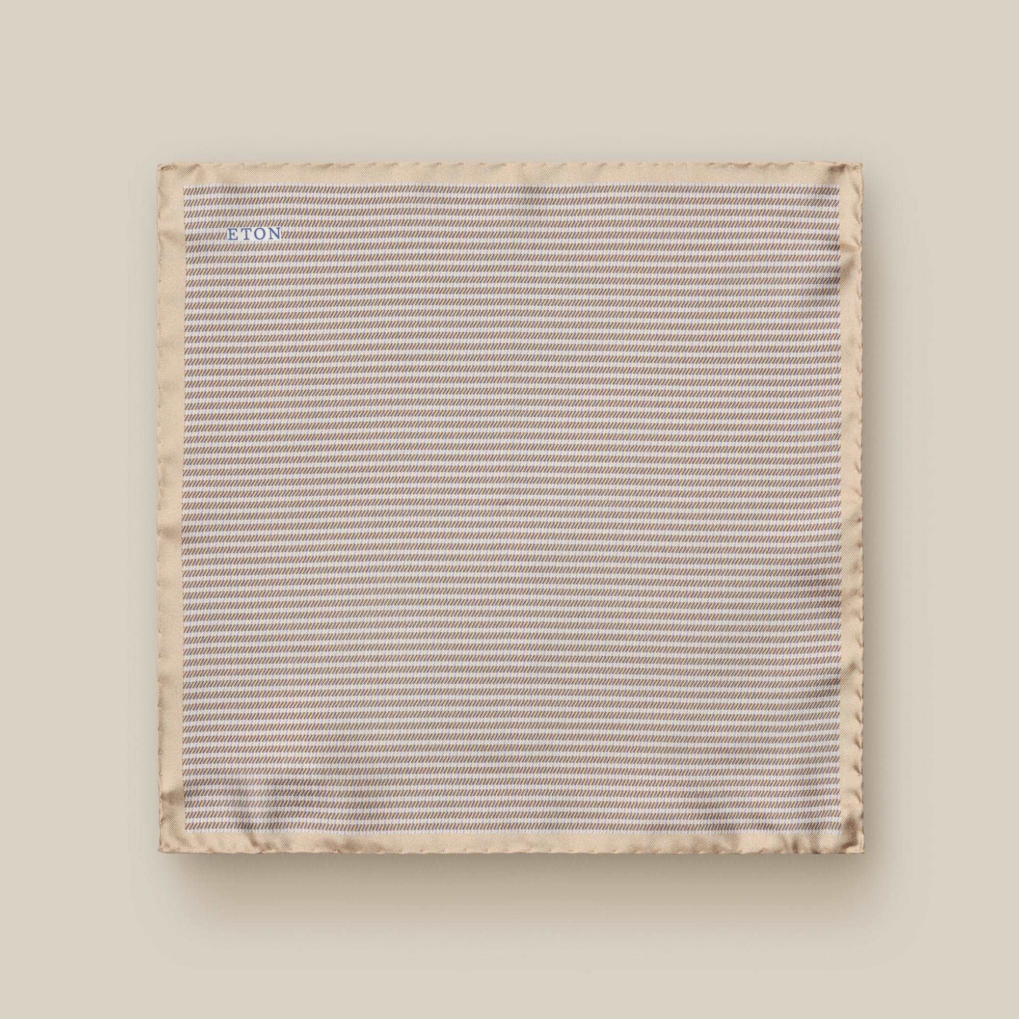 Beige Houndstooth Silk Pocket Square - ETON - Image 2