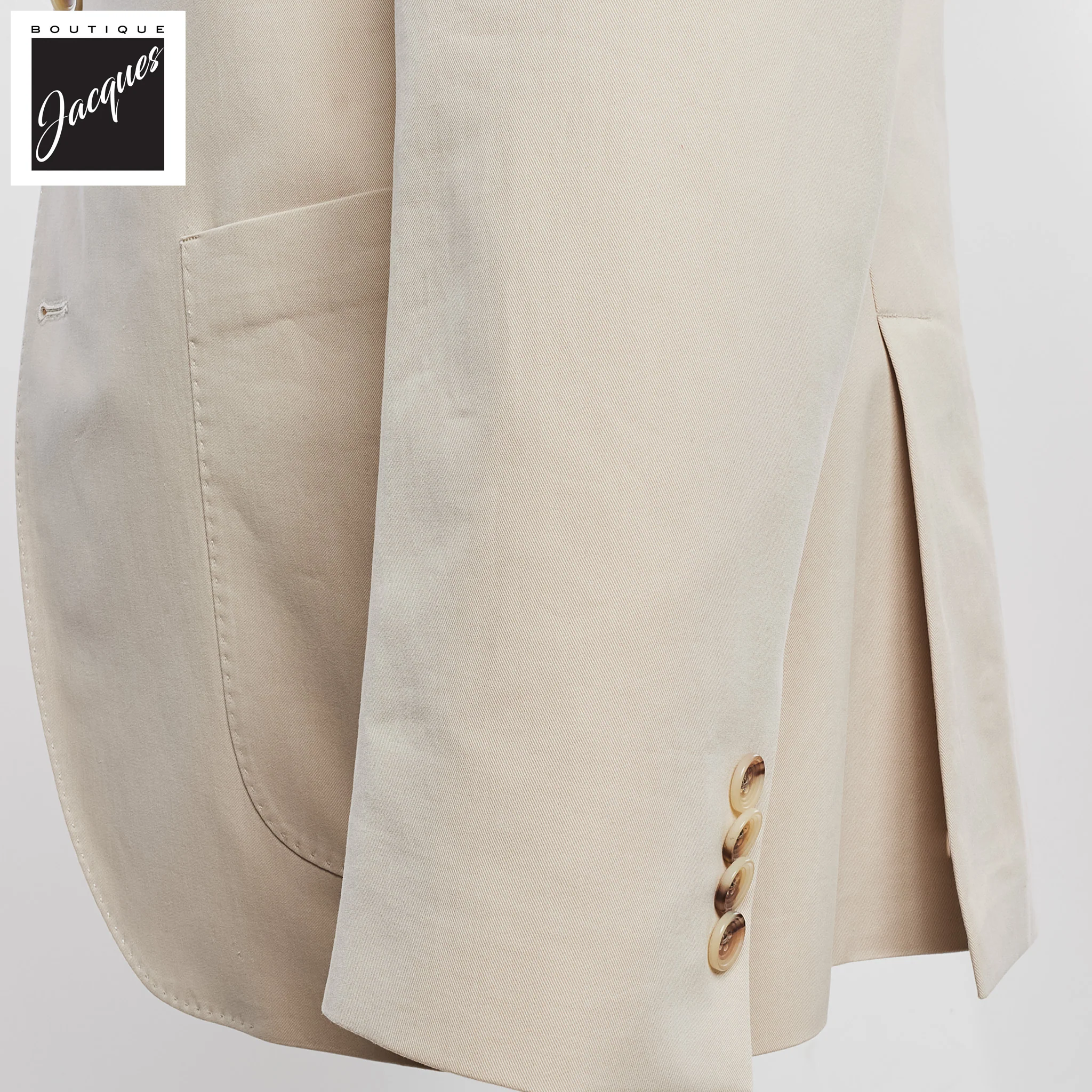 Beige Irving Cotton Cashmere Contemporary Fit Wool Suit - Jack Victor - Image 3