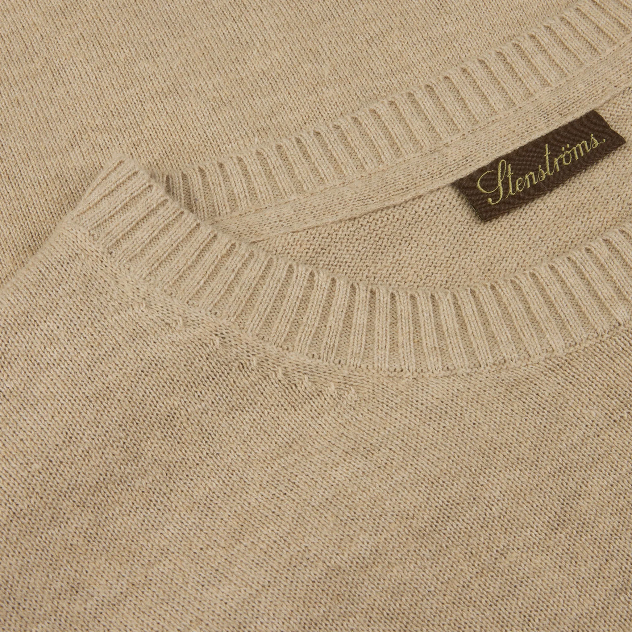 Beige Knitted Hemp-Cotton Crew Neck Sweater - Stenströms - Image 3