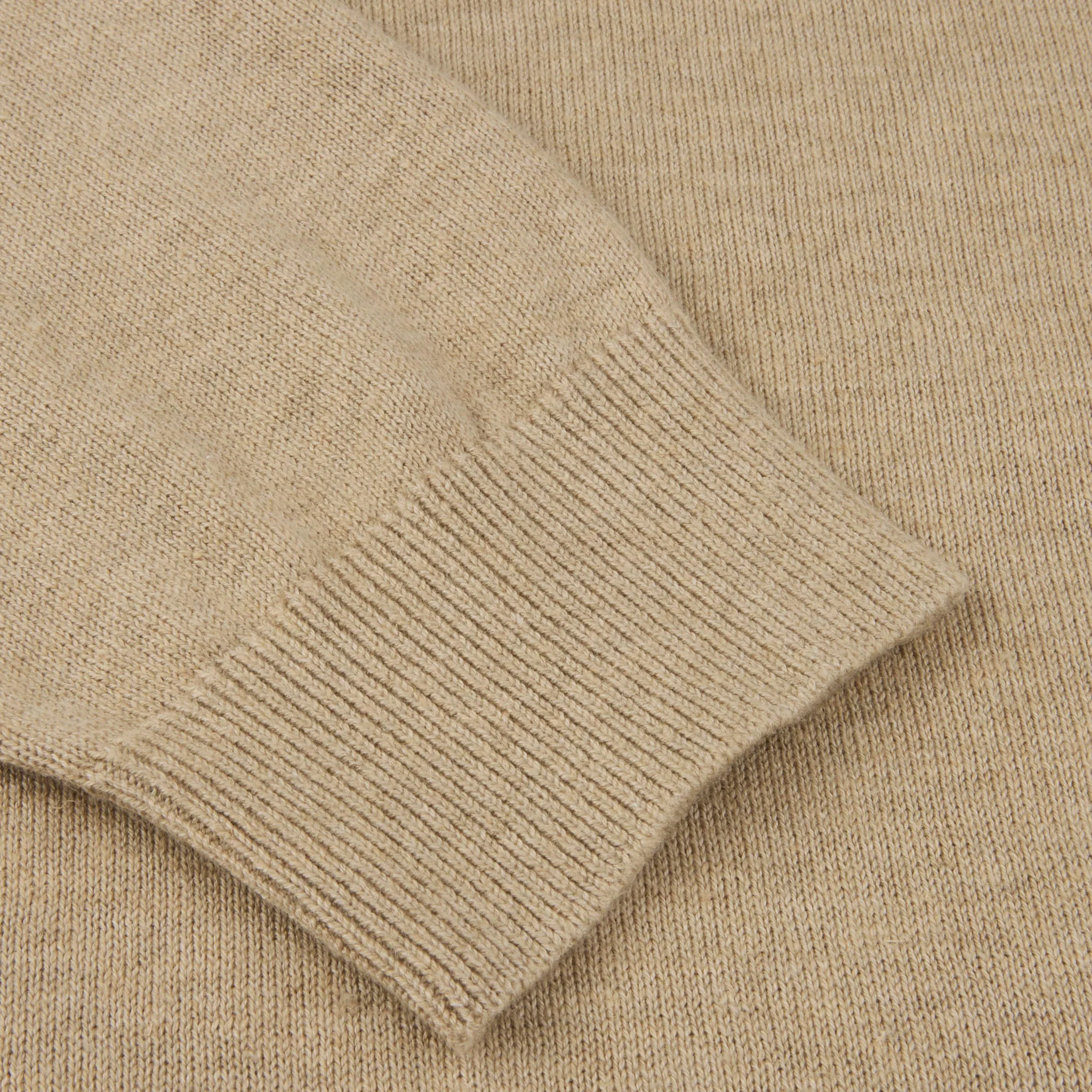 Beige Knitted Hemp-Cotton Crew Neck Sweater - Stenströms - Image 4