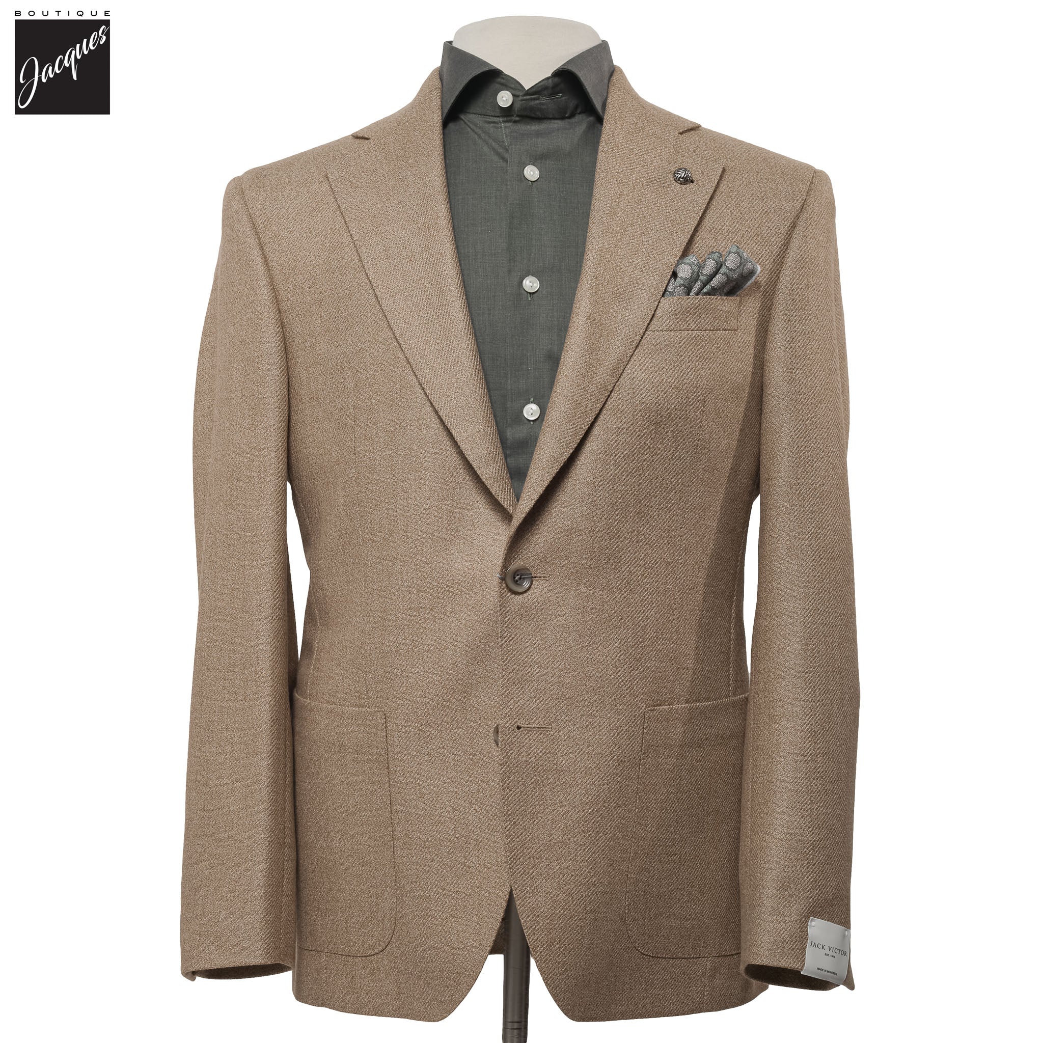 Beige Loro Piana Wool-Silk Myles Contemporary Fit Sport Jacket - Jack Victor
