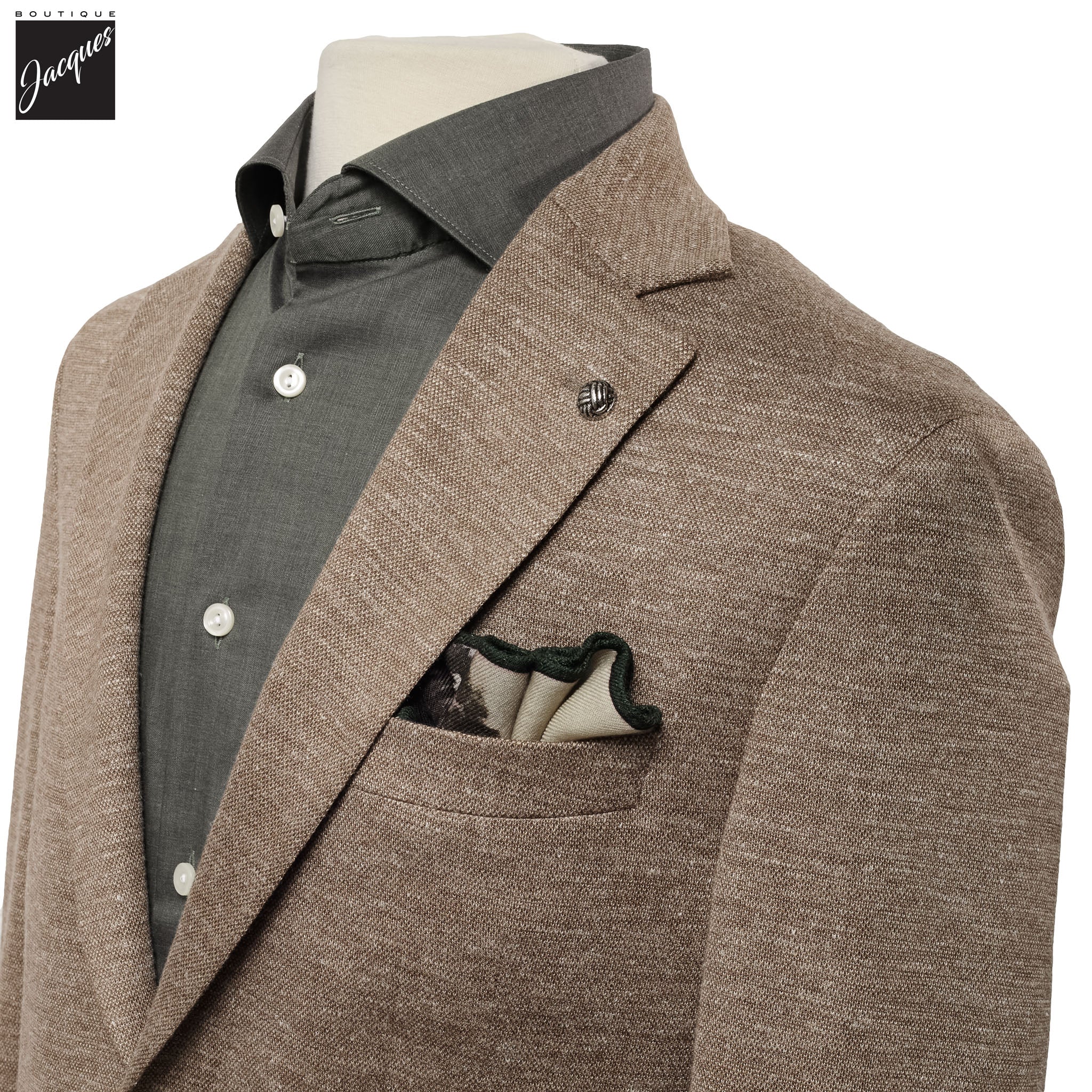 Beige Melange Hartford Contemporary Fit Unconstructed Sport Jacket - Jack Victor - Image 2