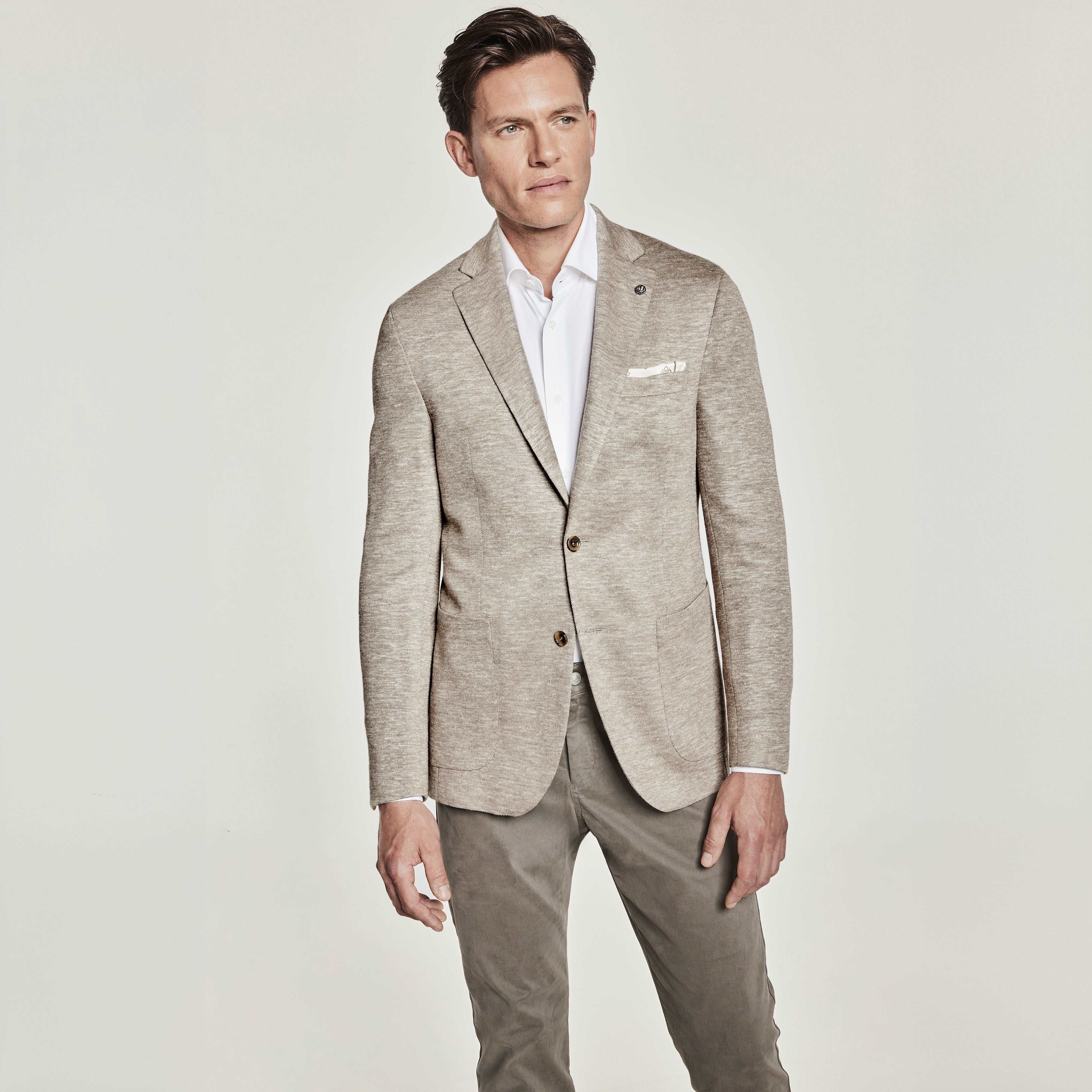 Beige Melange Queens Contemporary Fit Unconstructed Sport Jacket - Jack Victor