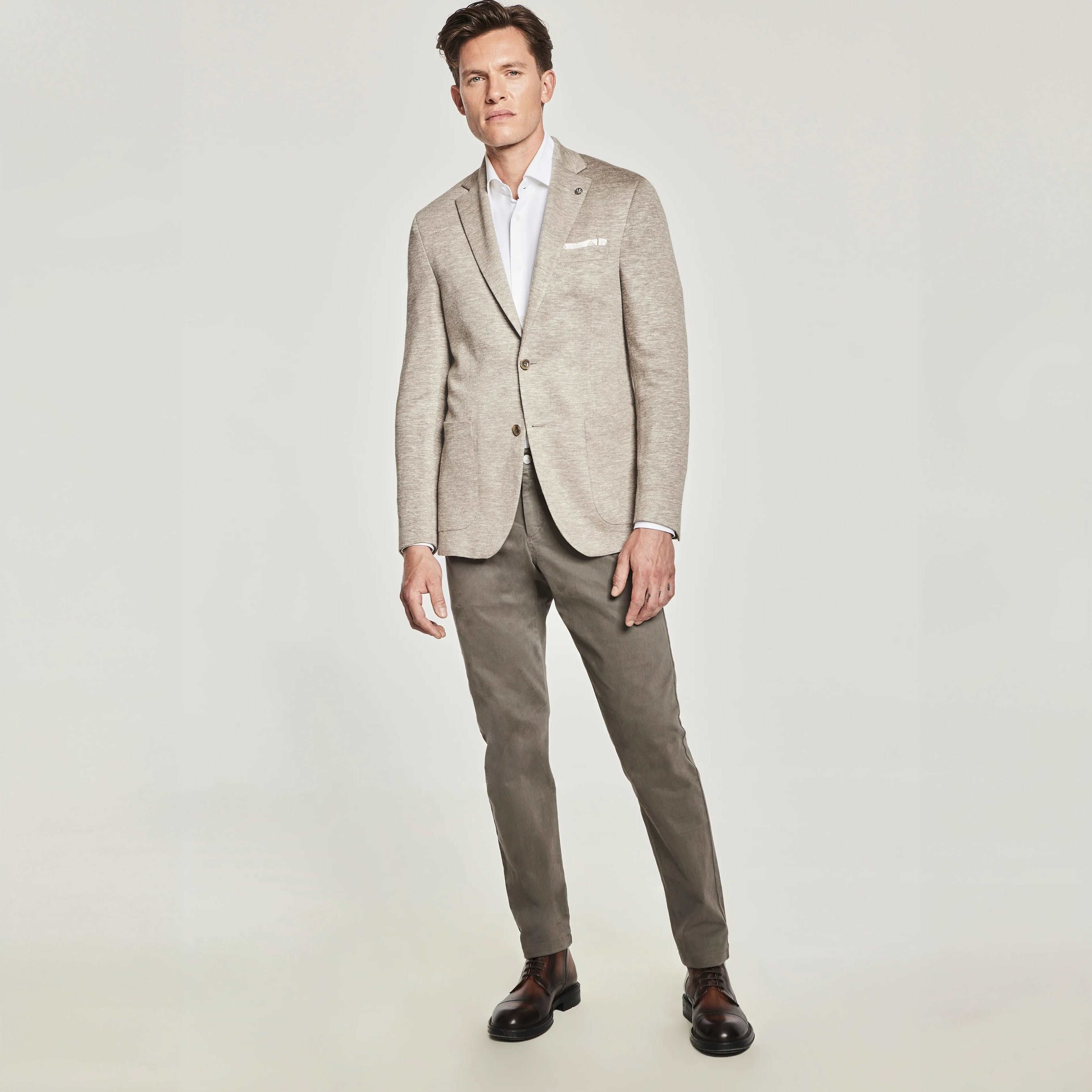 Beige Melange Queens Contemporary Fit Unconstructed Sport Jacket - Jack Victor - Image 3