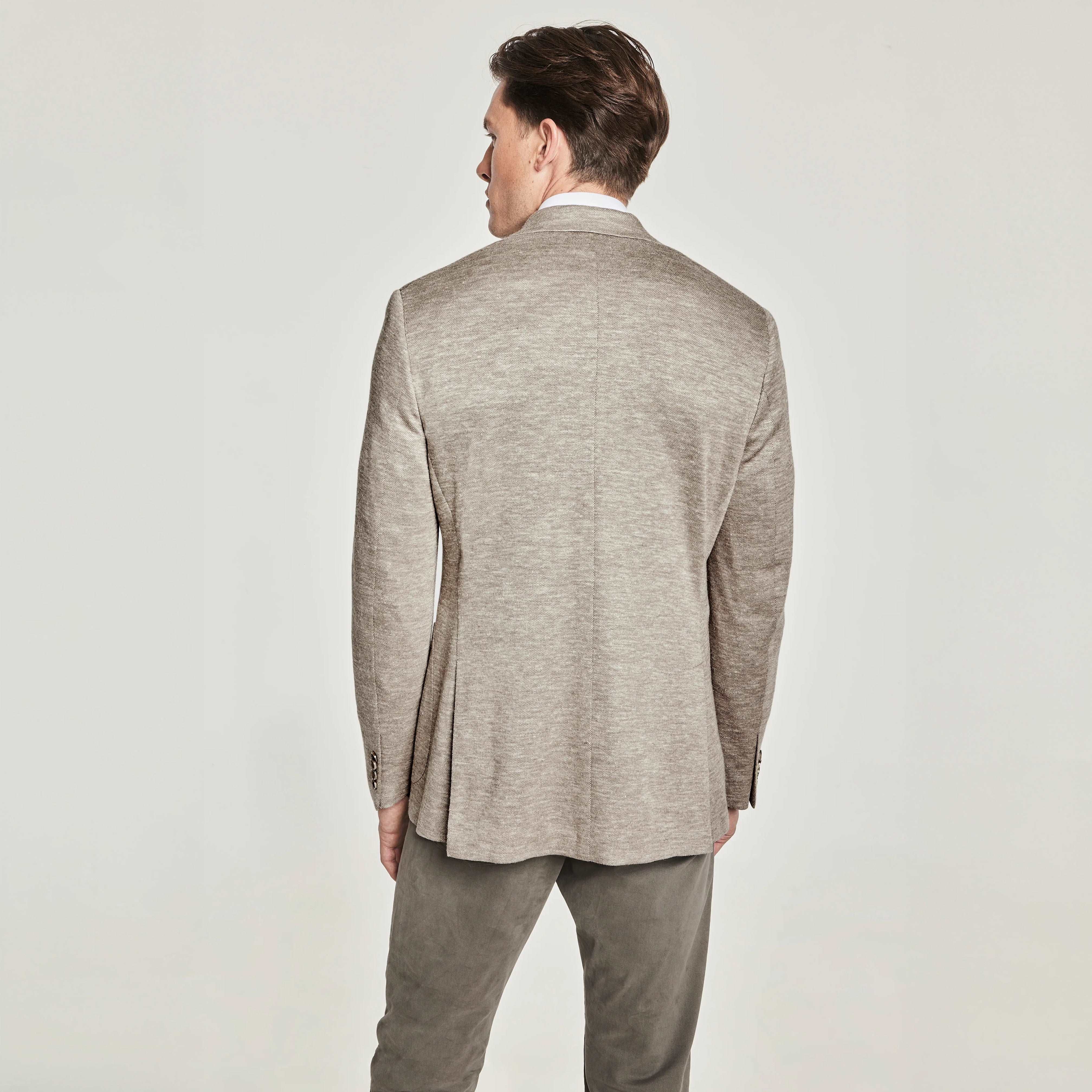 Beige Melange Queens Contemporary Fit Unconstructed Sport Jacket - Jack Victor - Image 4