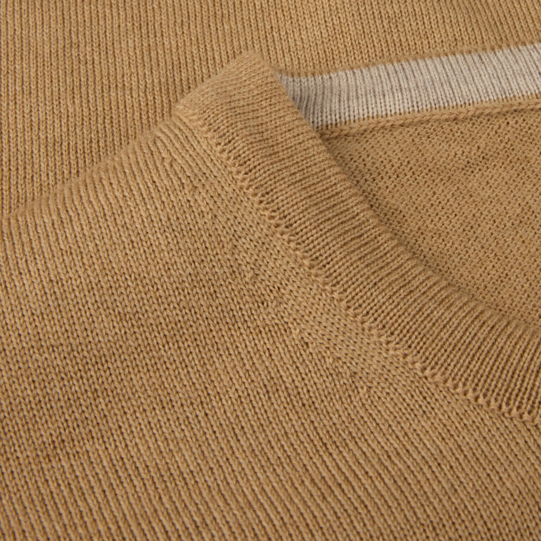 Camel Beige Merino Wool Crew Neck Sweater with Elbow Patches - Stenströms - Image 3