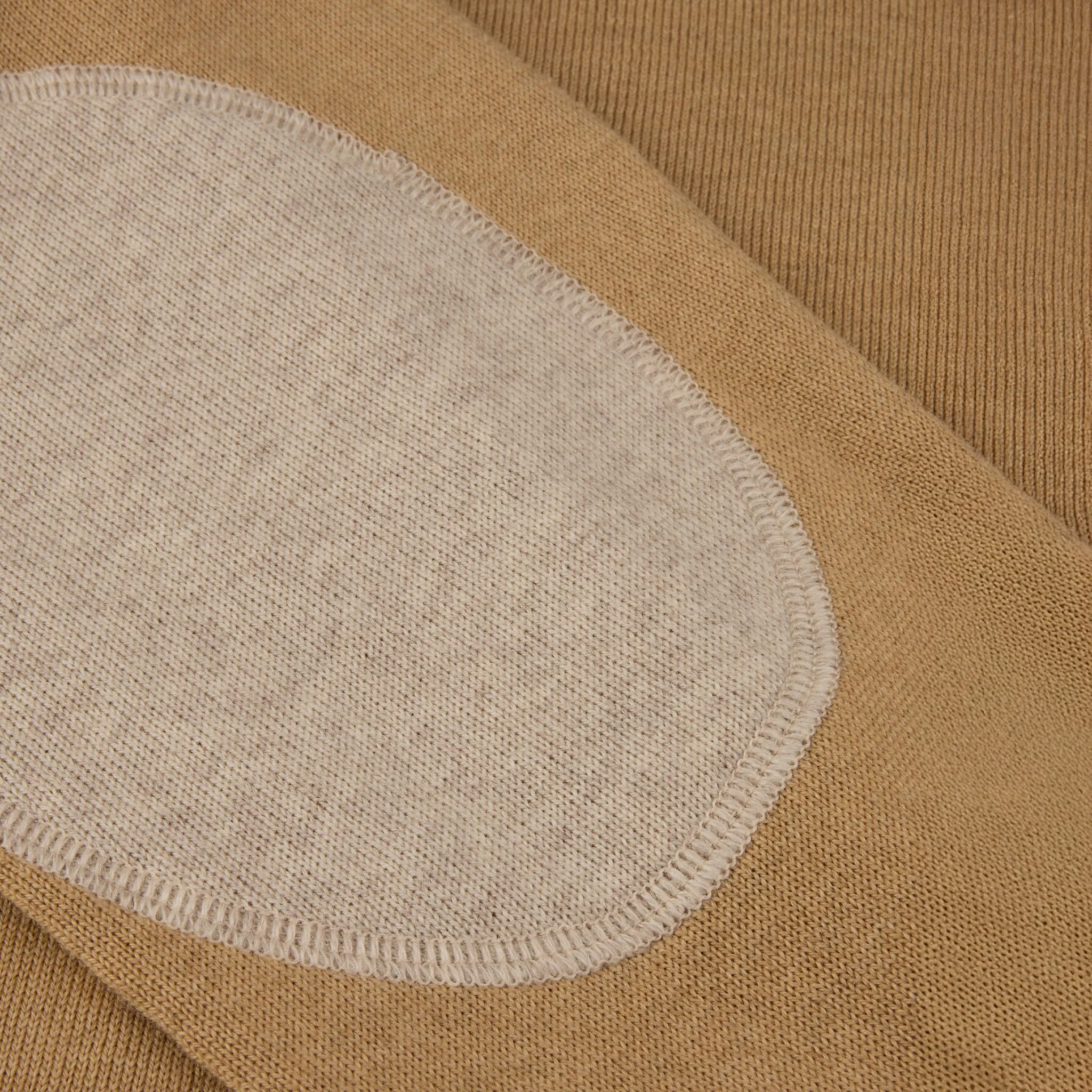 Camel Beige Merino Wool Crew Neck Sweater with Elbow Patches - Stenströms - Image 4