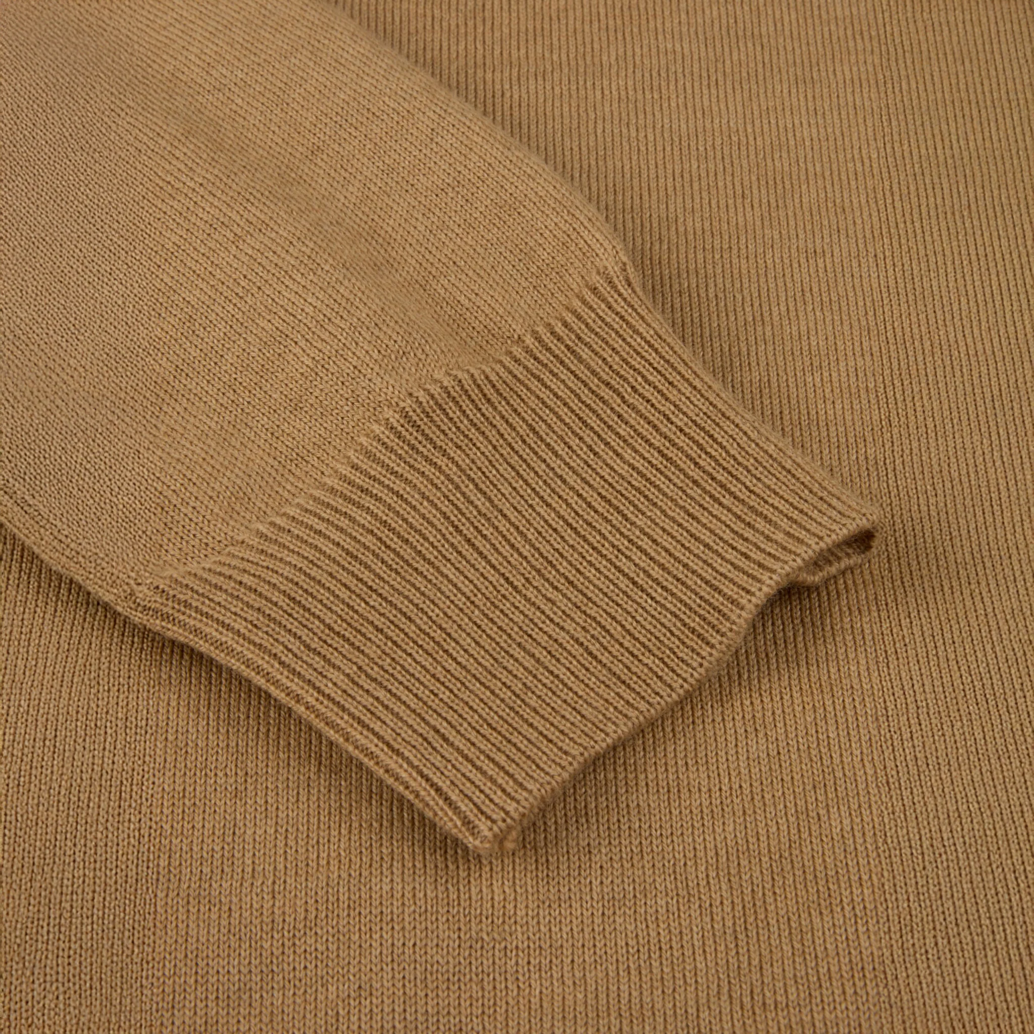 Camel Beige Merino Wool Crew Neck Sweater with Elbow Patches - Stenströms - Image 5