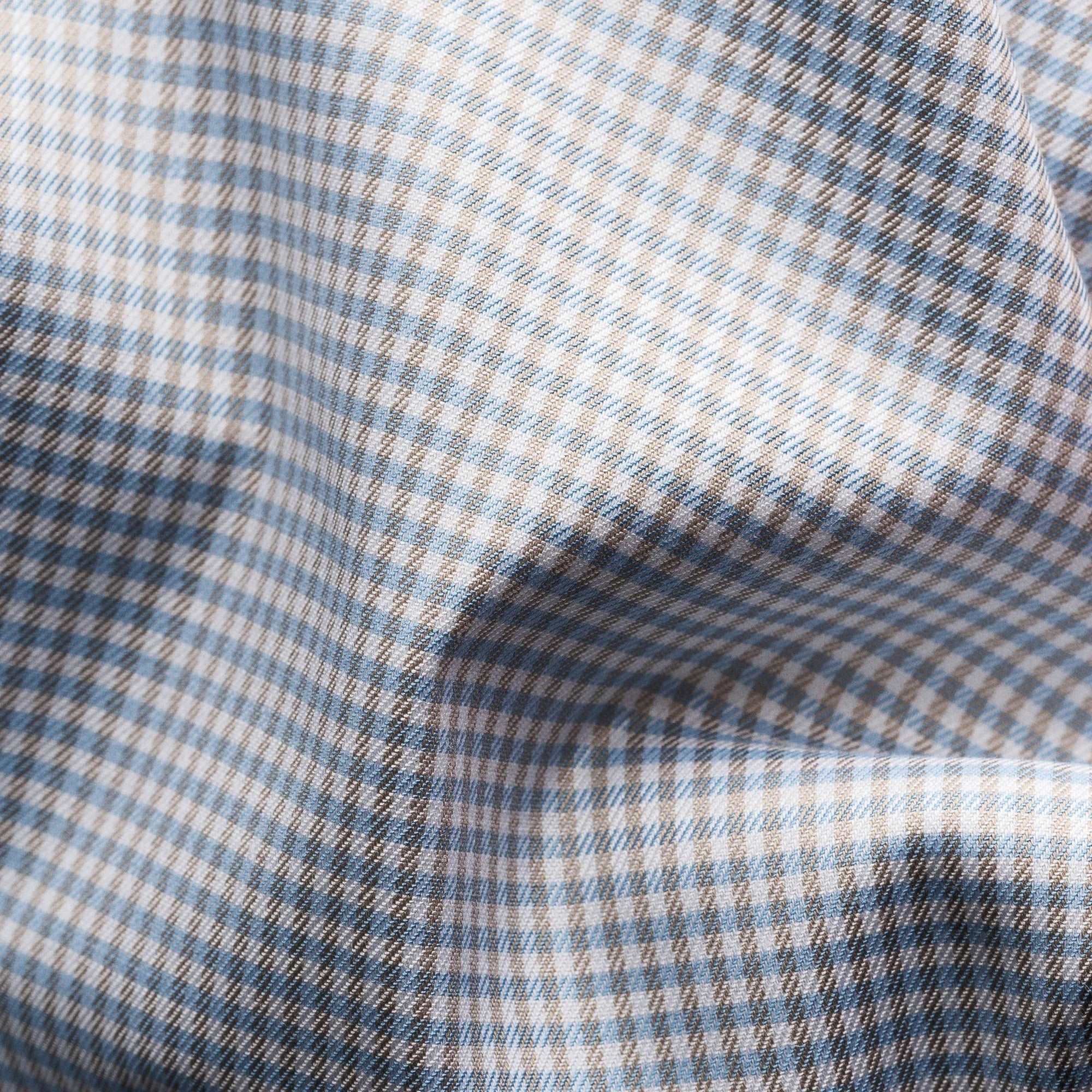 Beige Micro Check Cotton Tencel™ Lyocell Slim Fit Shirt - ETON - Image 5