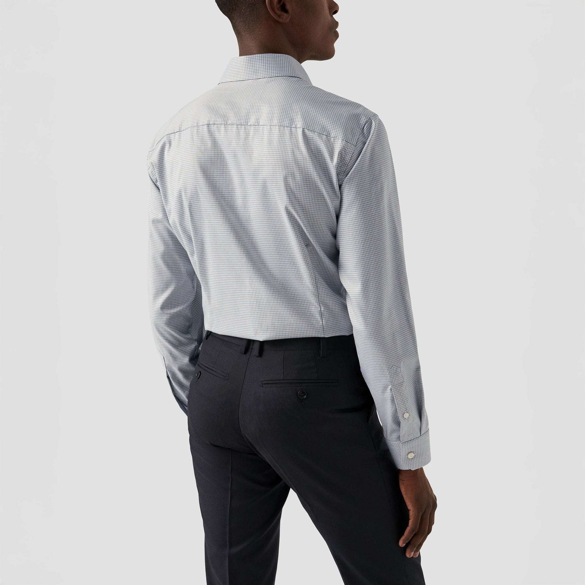 Beige Micro Check Cotton Tencel™ Lyocell Slim Fit Shirt - ETON - Image 6