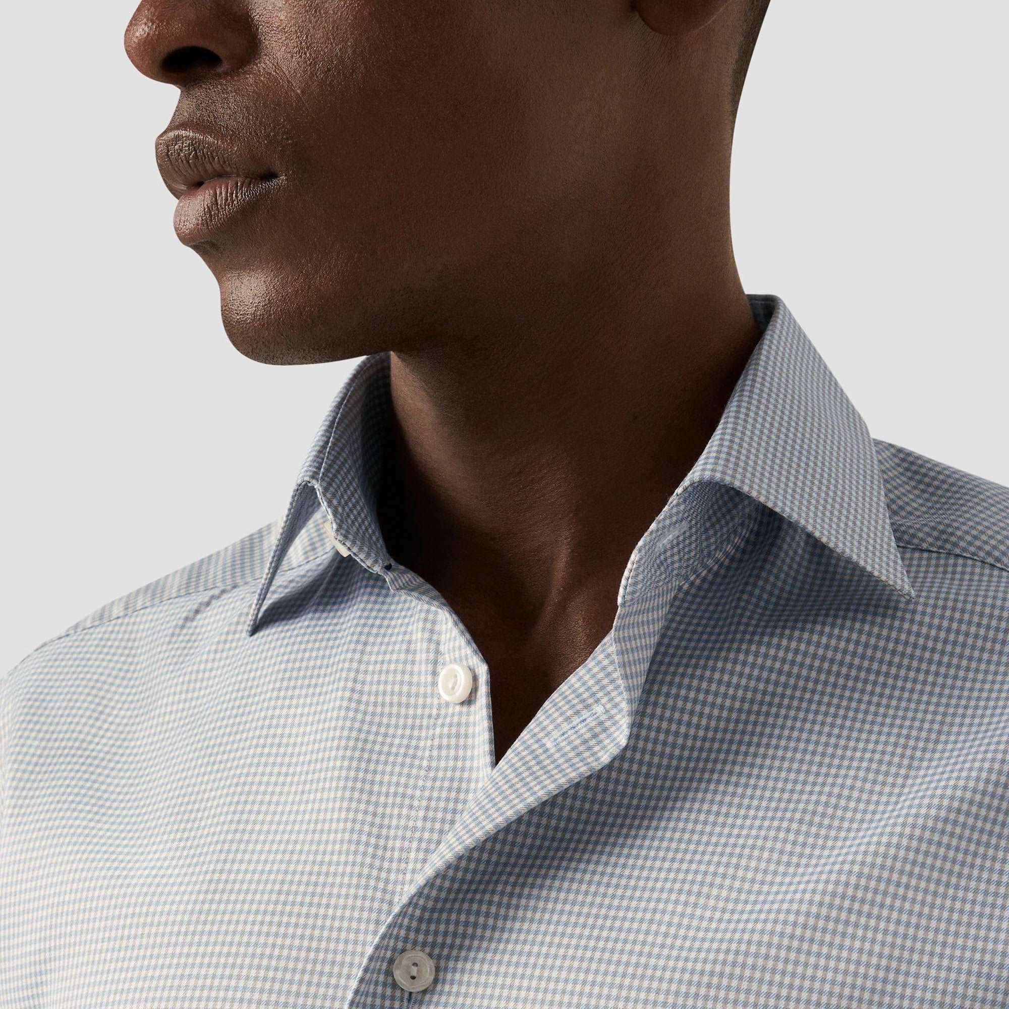 Beige Micro Check Cotton Tencel™ Lyocell Slim Fit Shirt - ETON - Image 7