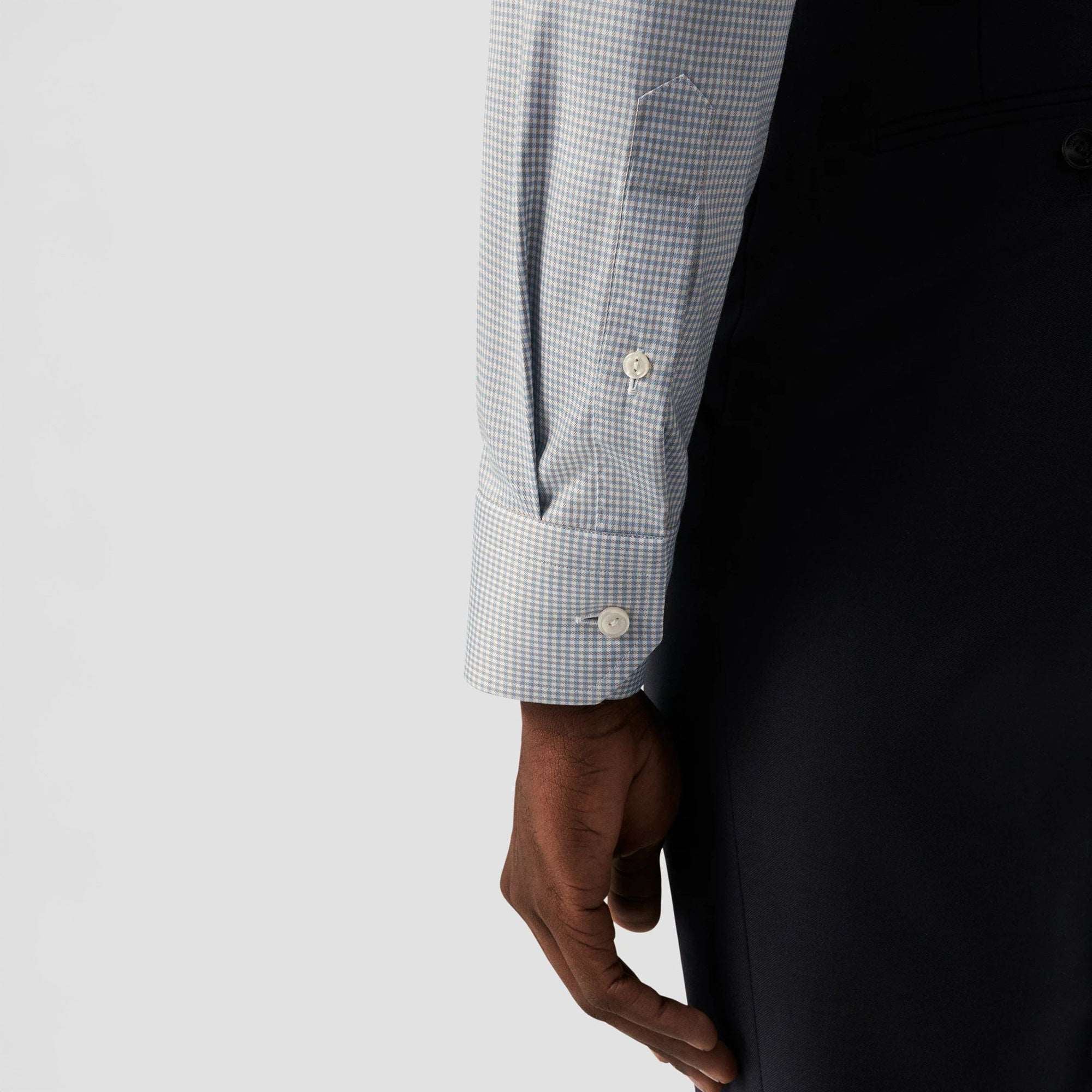 Beige Micro Check Cotton Tencel™ Lyocell Slim Fit Shirt - ETON - Image 8