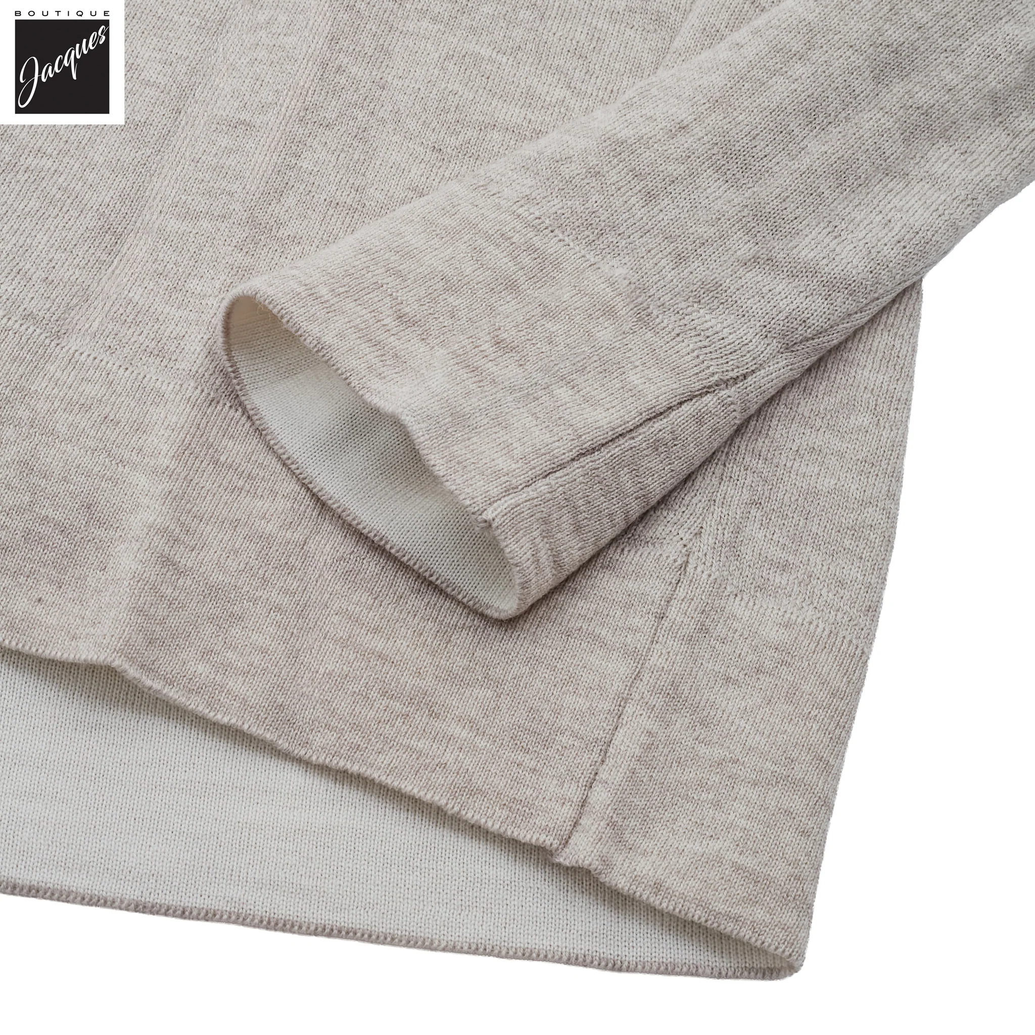 Beige / Milk Extra-Fine 14 Gauge Wool Crewneck - Fradi - Image 3