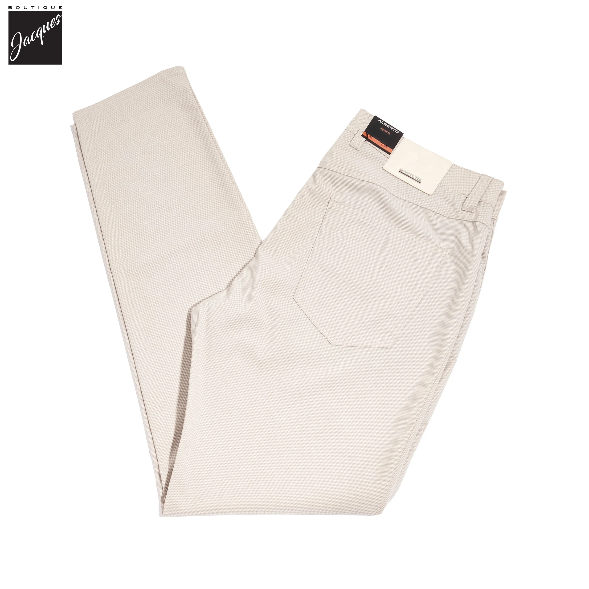 Beige Mini Pepita Pattern Ceramica Pipe Five Pocket Pants - ALBERTO