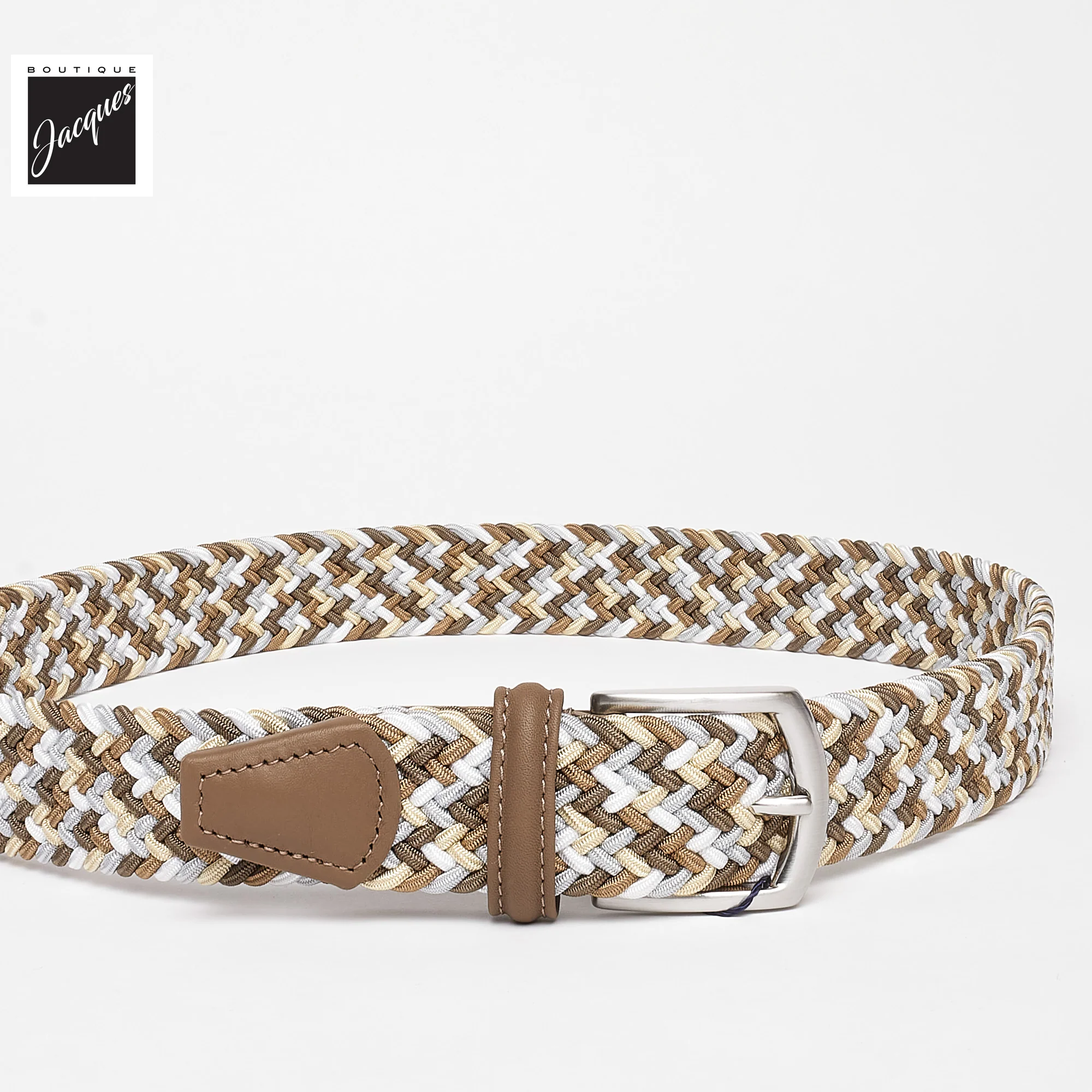 Beige Multicolour Woven Elastic Belt - Anderson's - Image 2