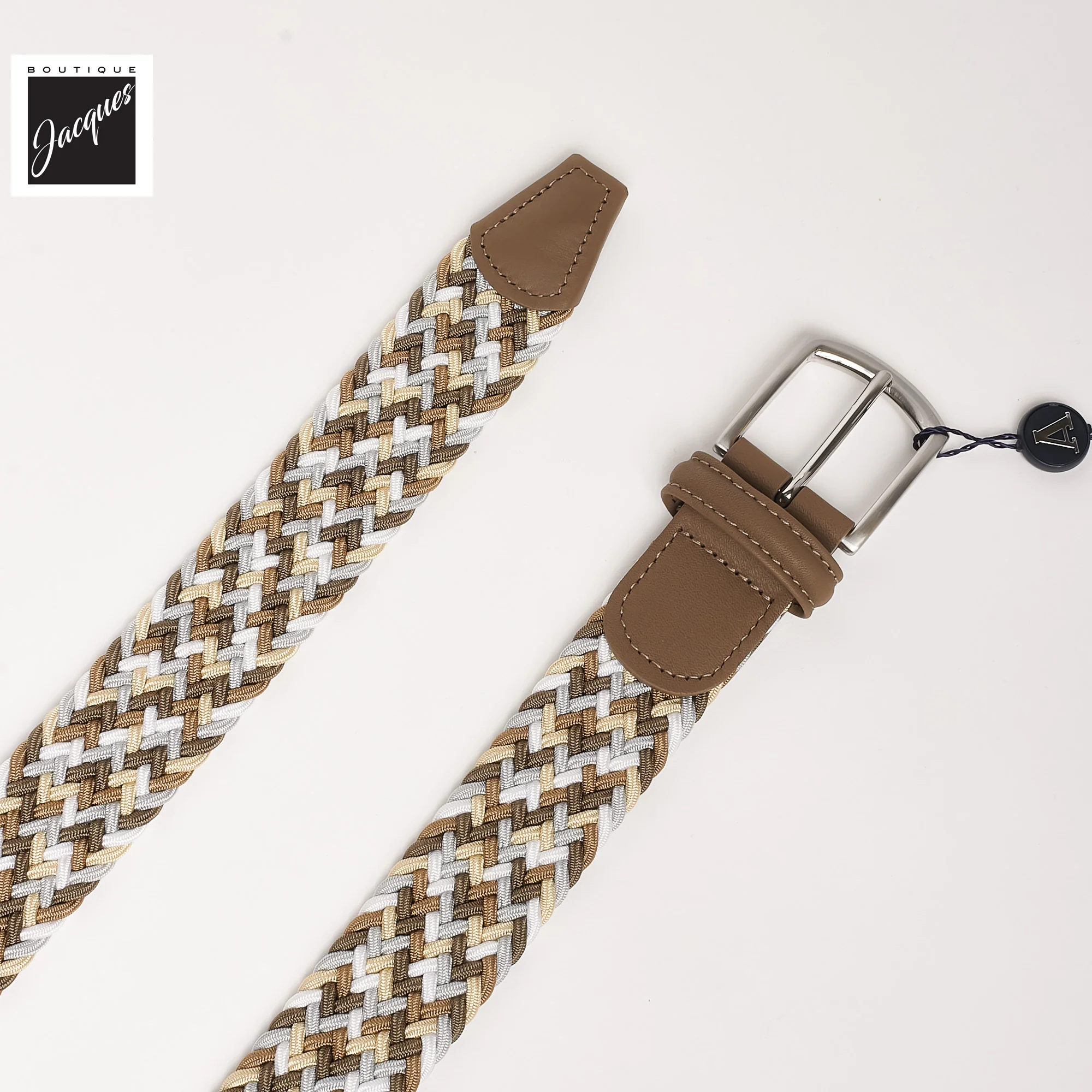Beige Multicolour Woven Elastic Belt - Anderson's - Image 3