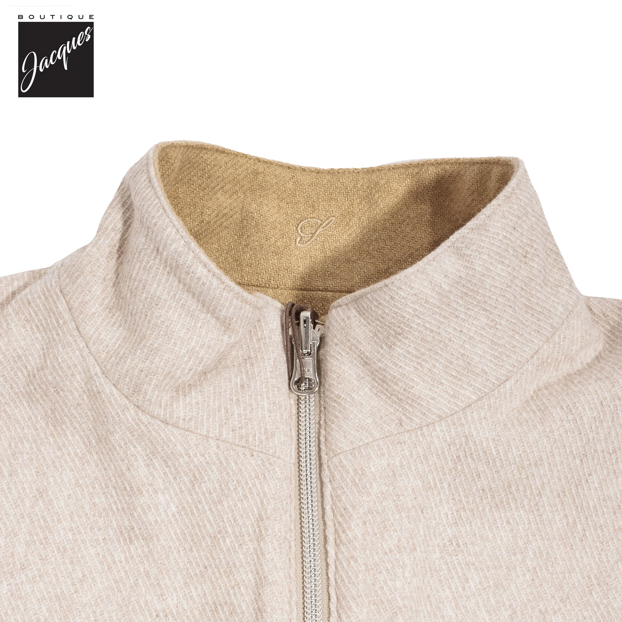 Beige/Oatmeal Reversible Wool Full Zip Vest - Stenströms - Image 9